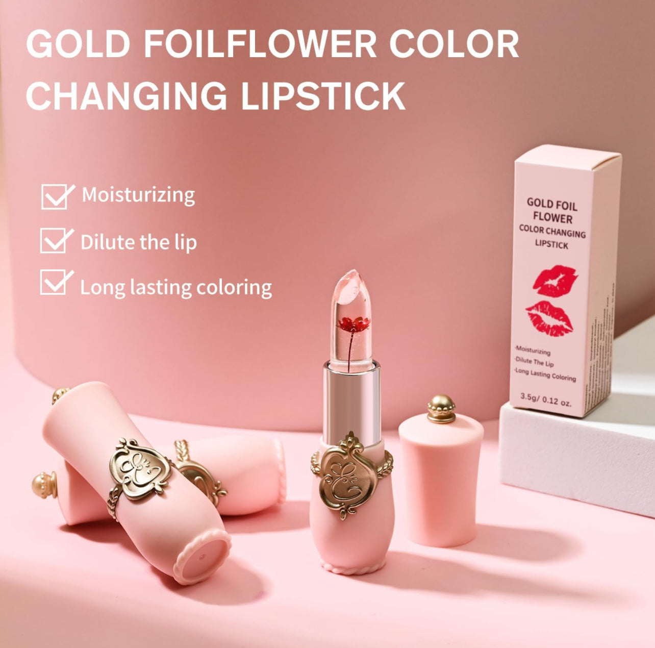 Lápiz labial con gelatina de flores