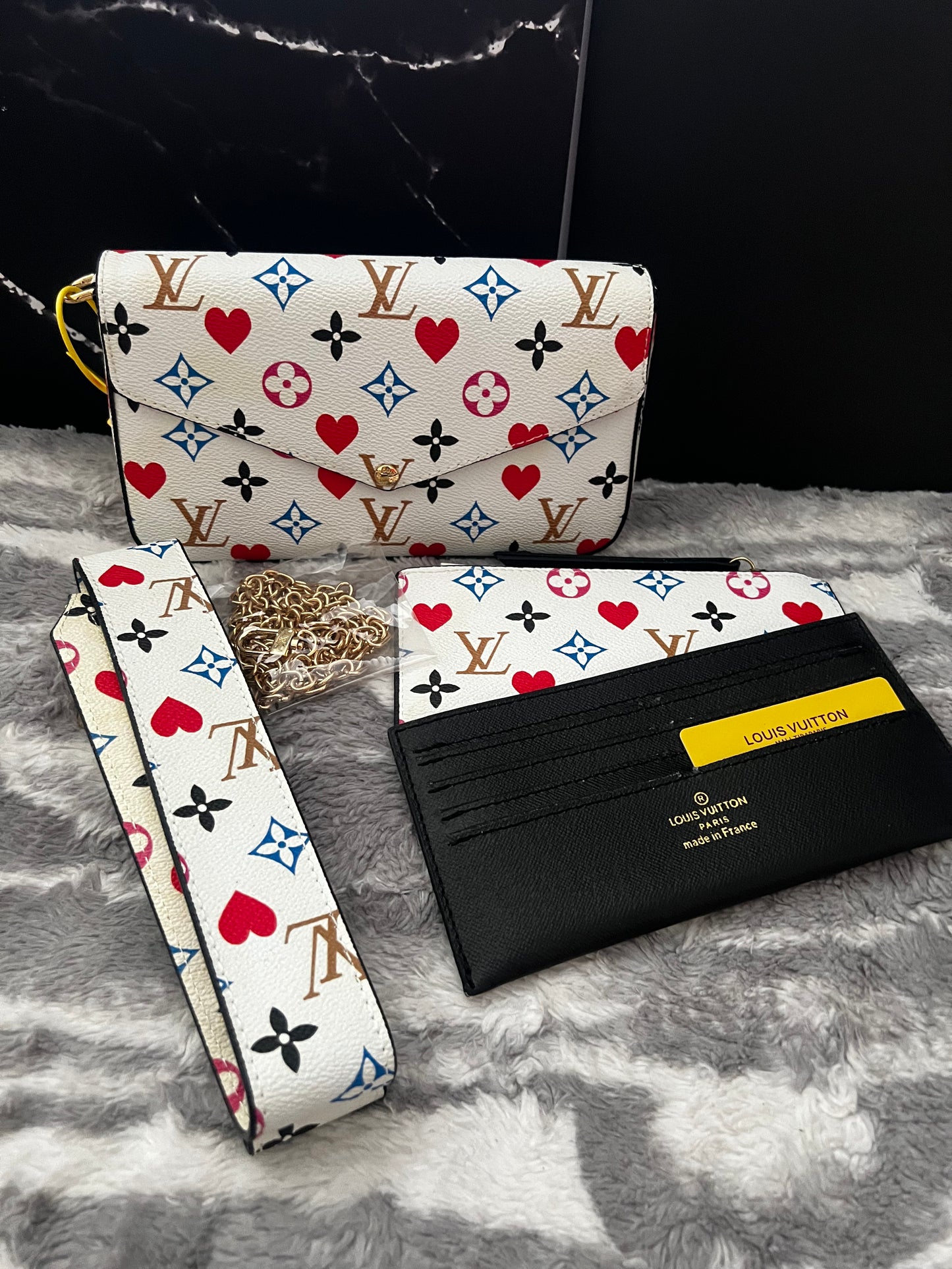 Lucys 5pc Multi Color Pattern LV Bags