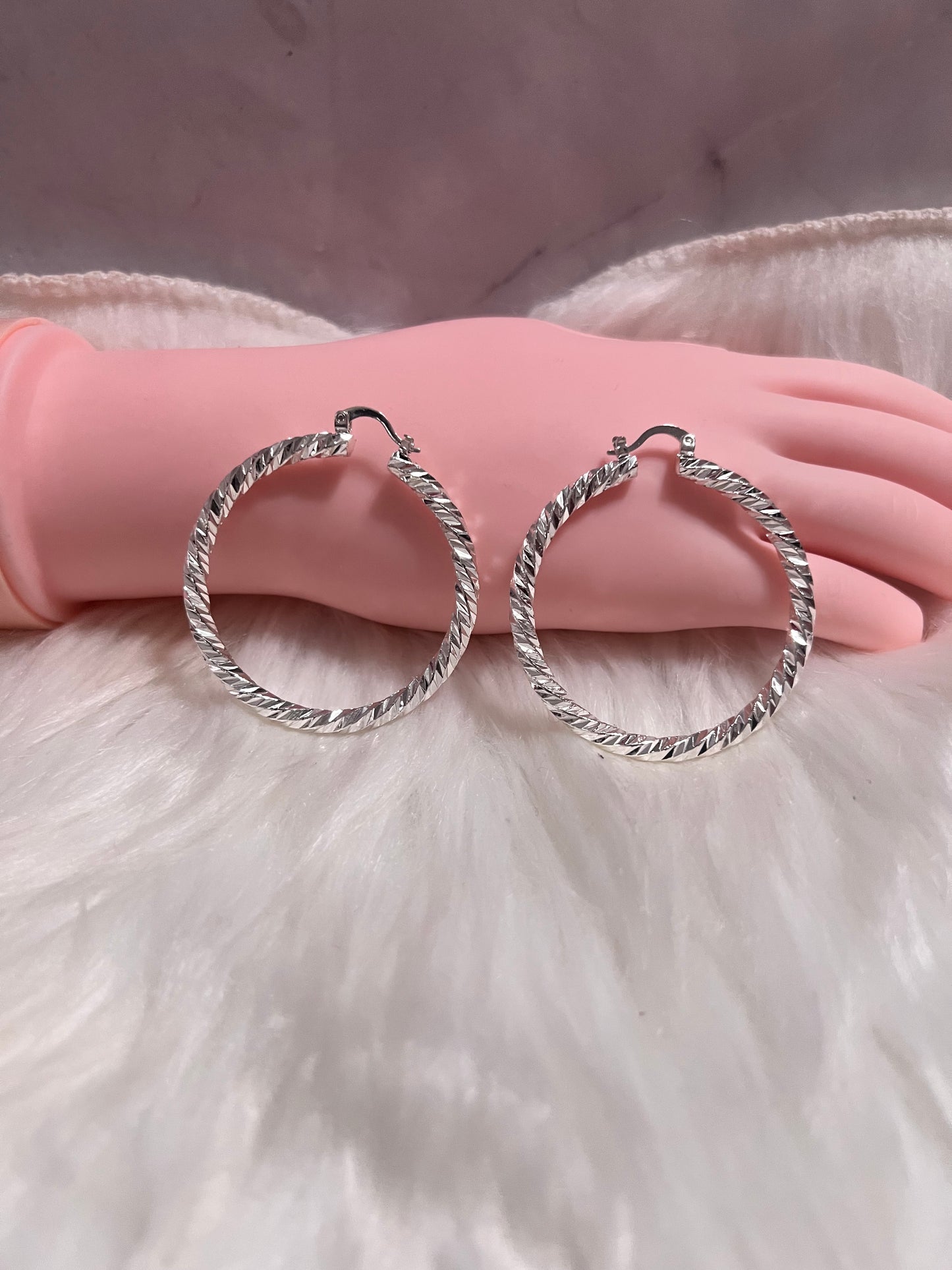 Pendientes de aro trenzado de plata