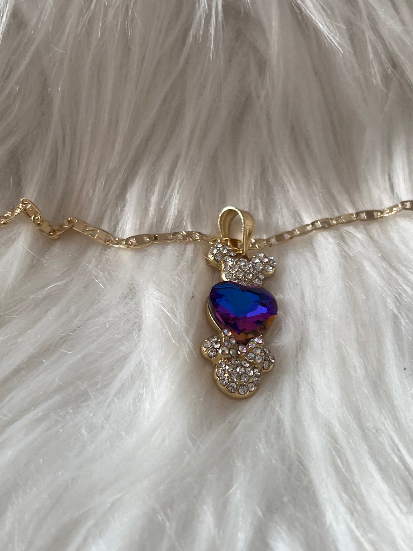 Collar de corazón de Minnie y Mickey dorado