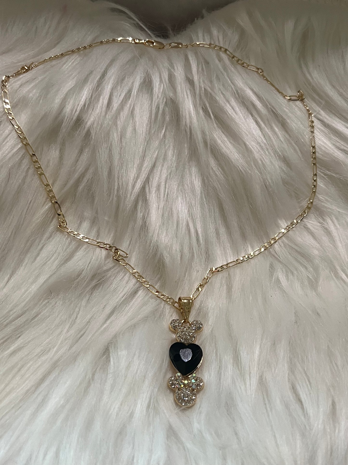 Collar de corazón de Minnie y Mickey dorado