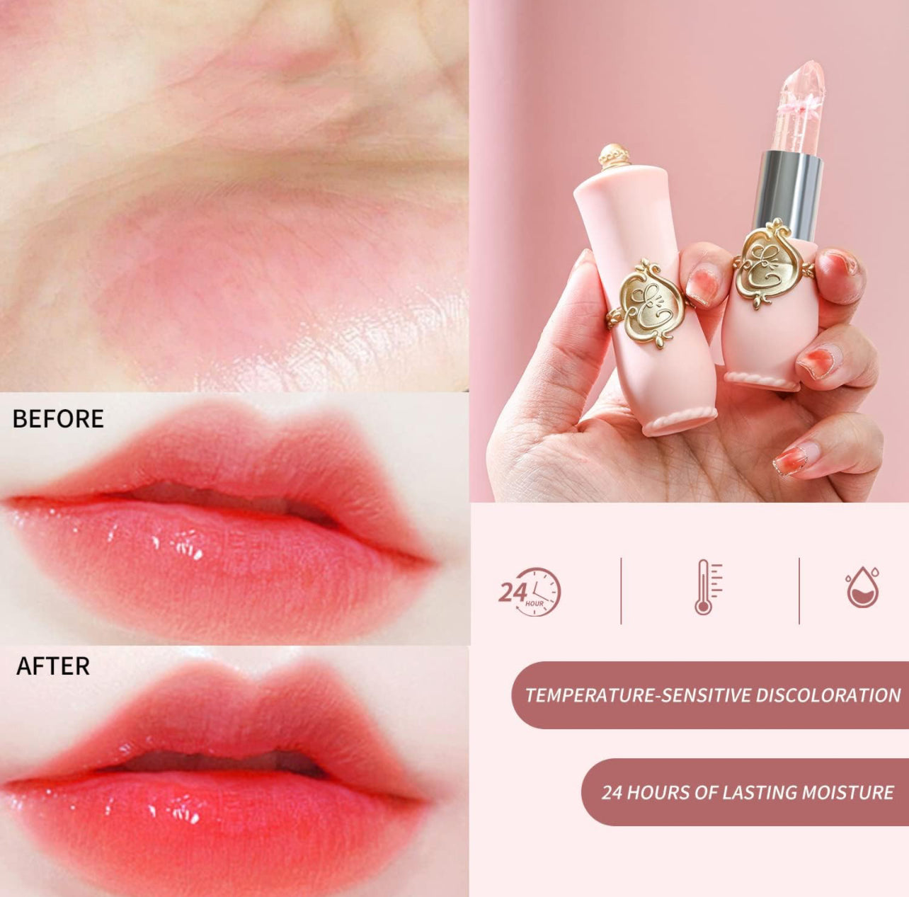 Lápiz labial con gelatina de flores