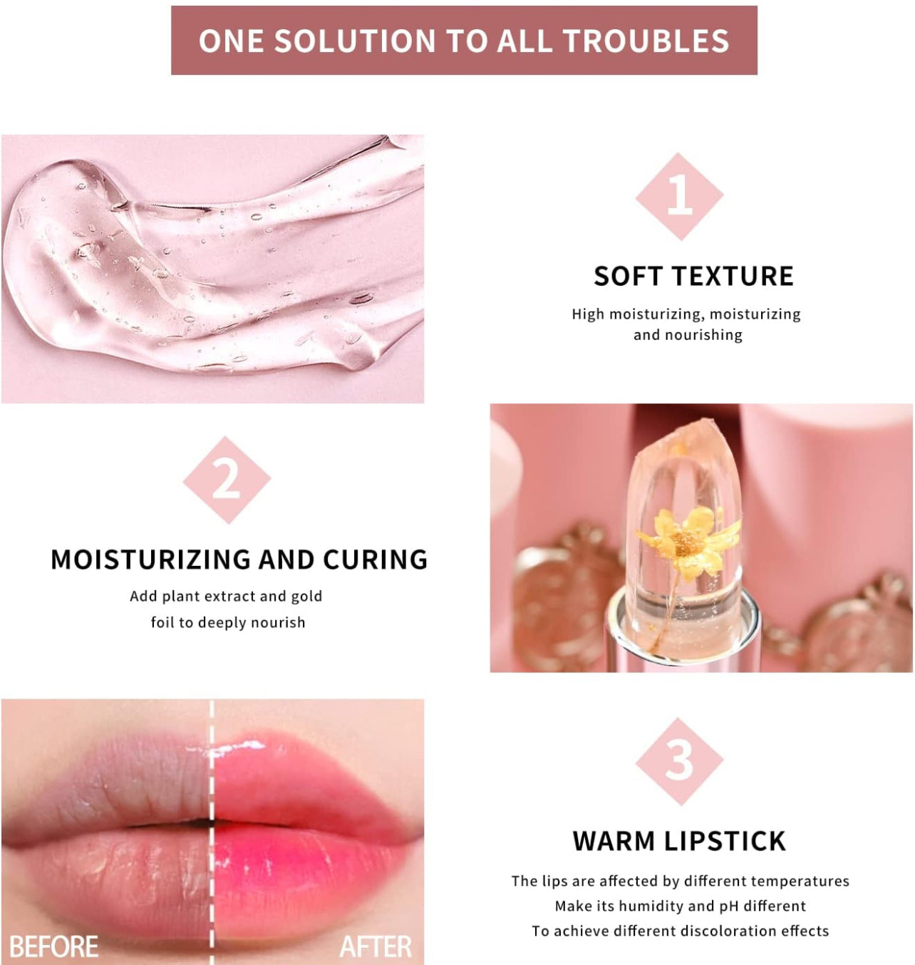 Lápiz labial con gelatina de flores