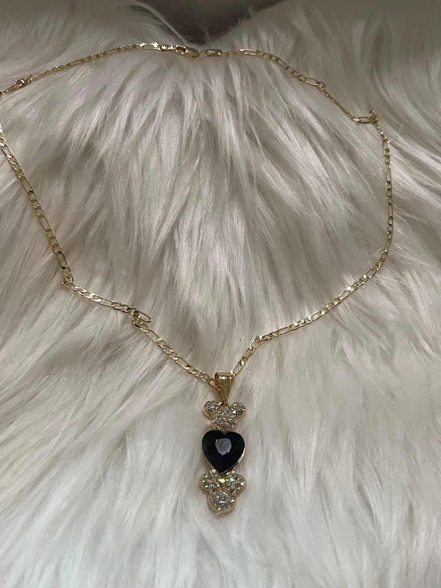 Collar de corazón de Minnie y Mickey dorado