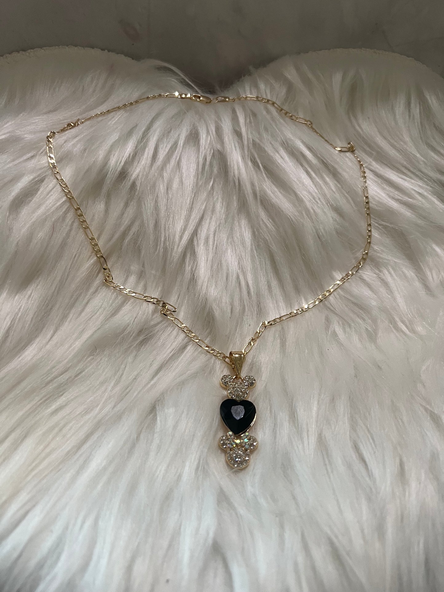 Collar de corazón de Minnie y Mickey dorado