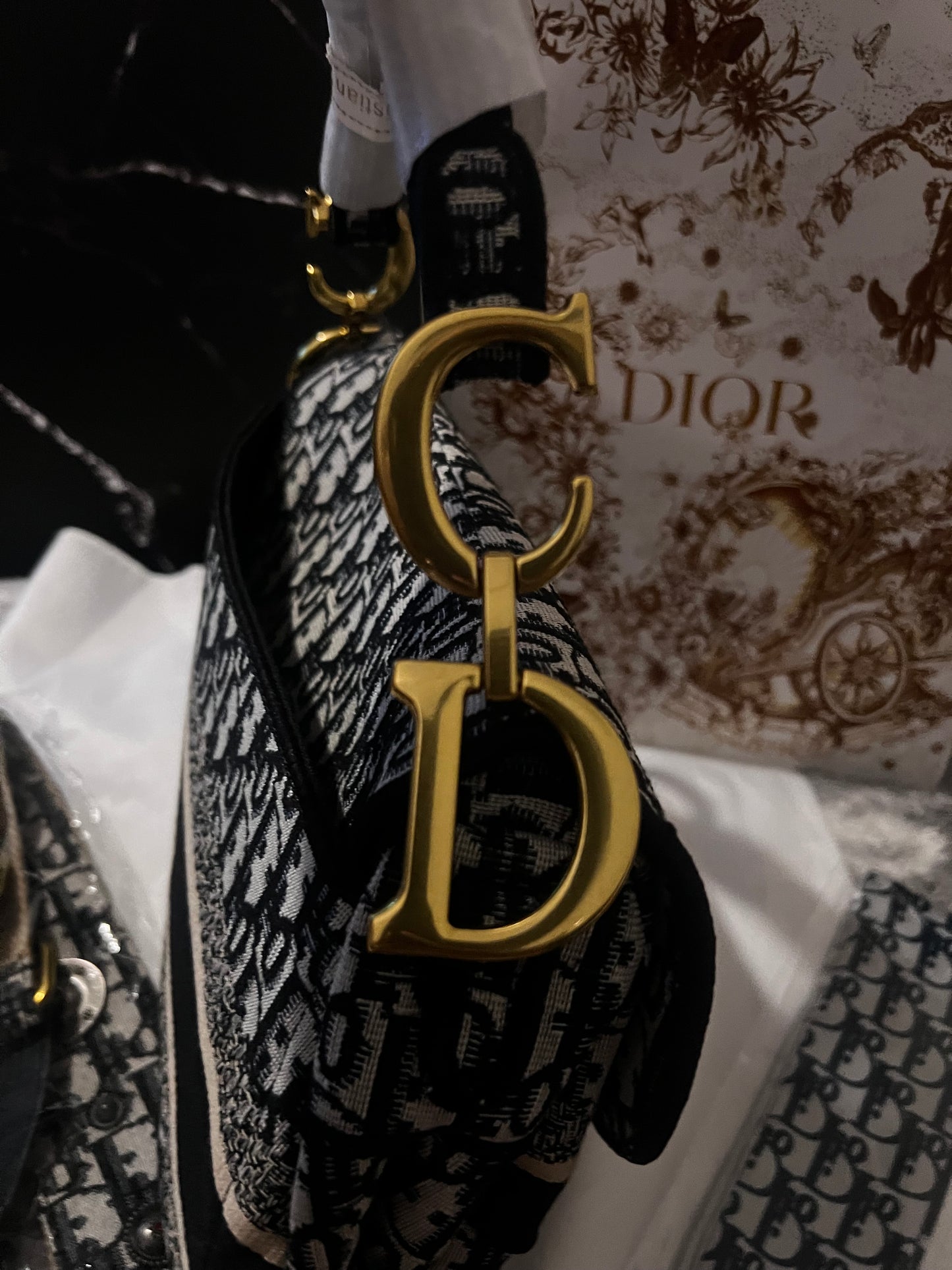 Bolso Saddle inspirado en el estampado de Dora Dior
