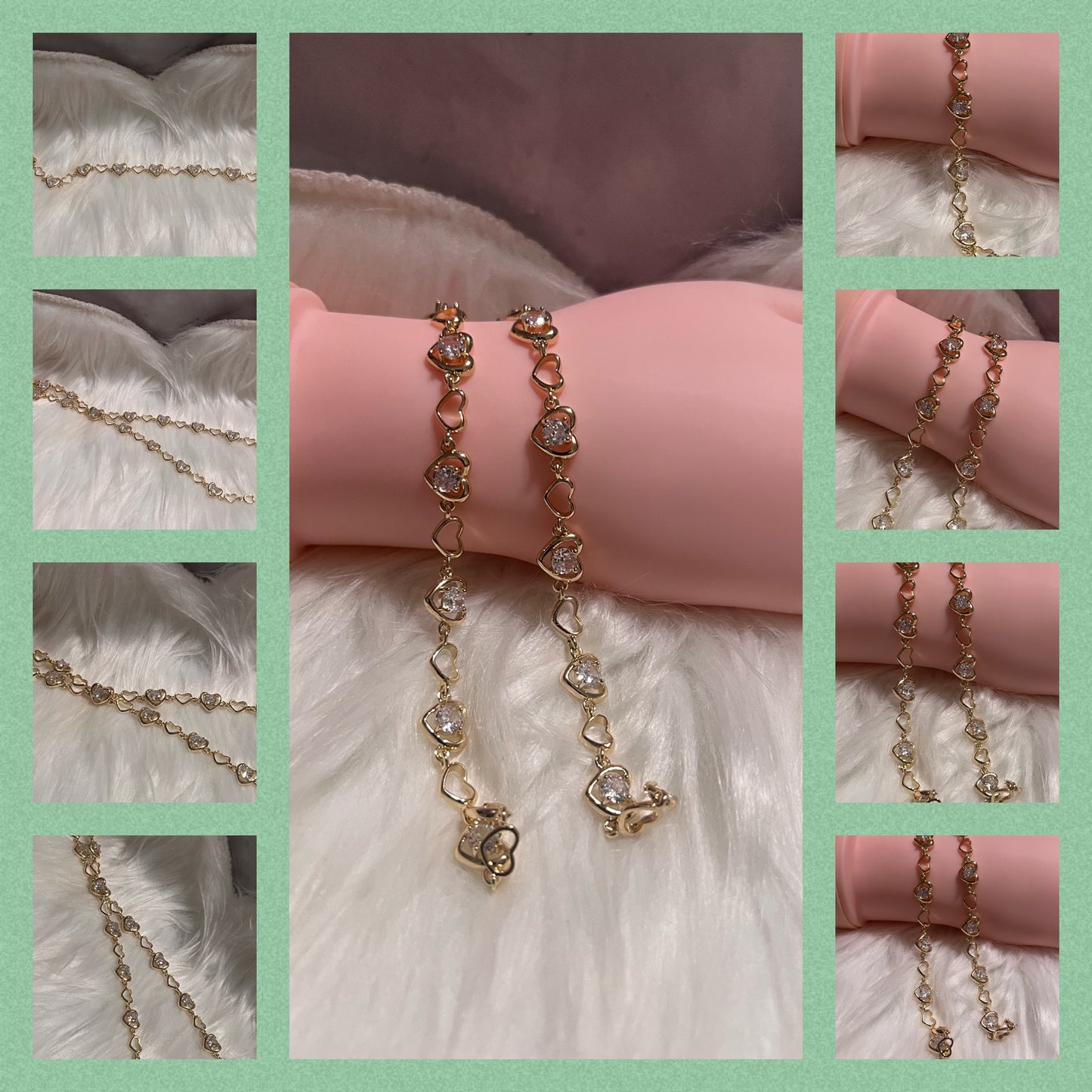Pulsera de tenis con corazón de oro