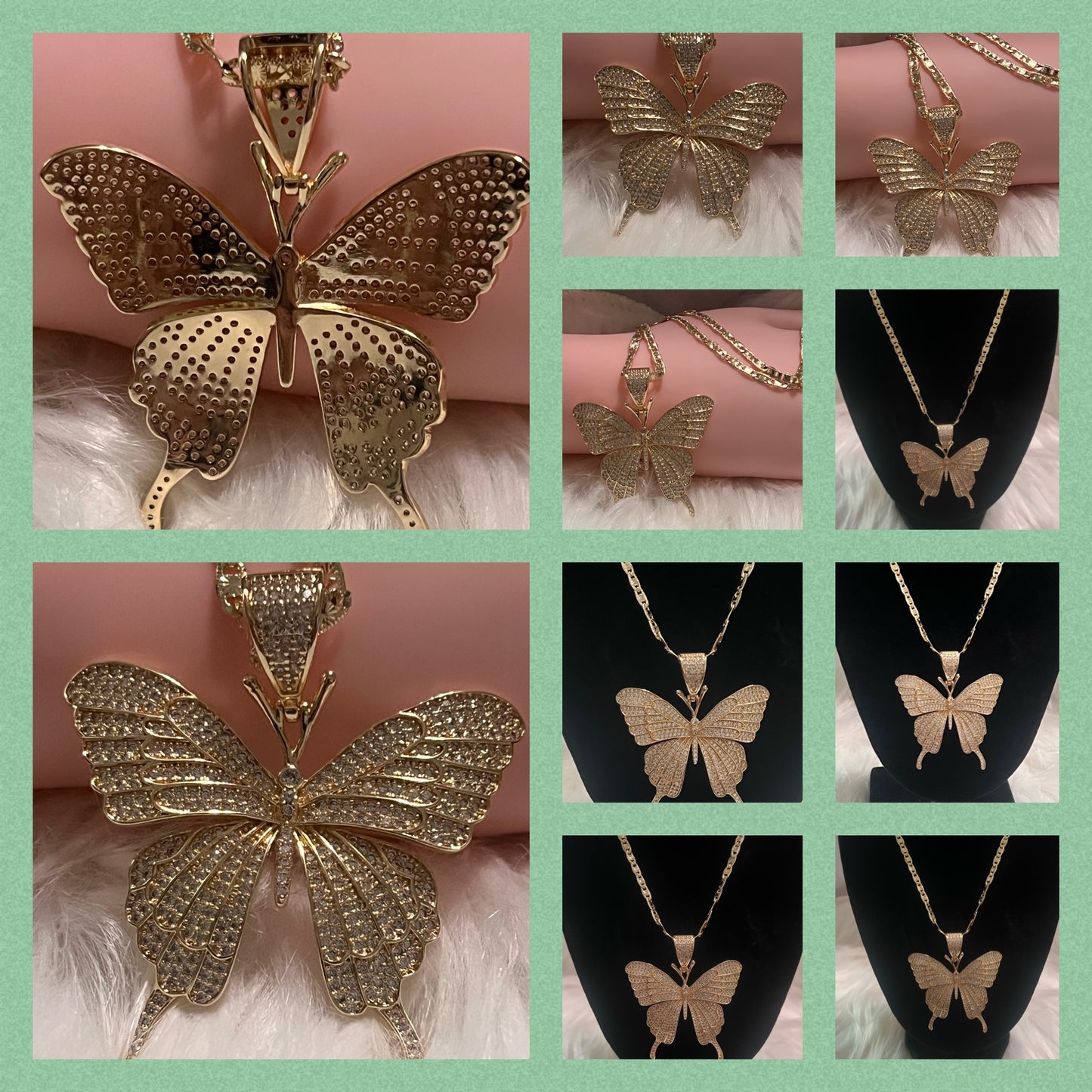 Collar de mariposa dorada