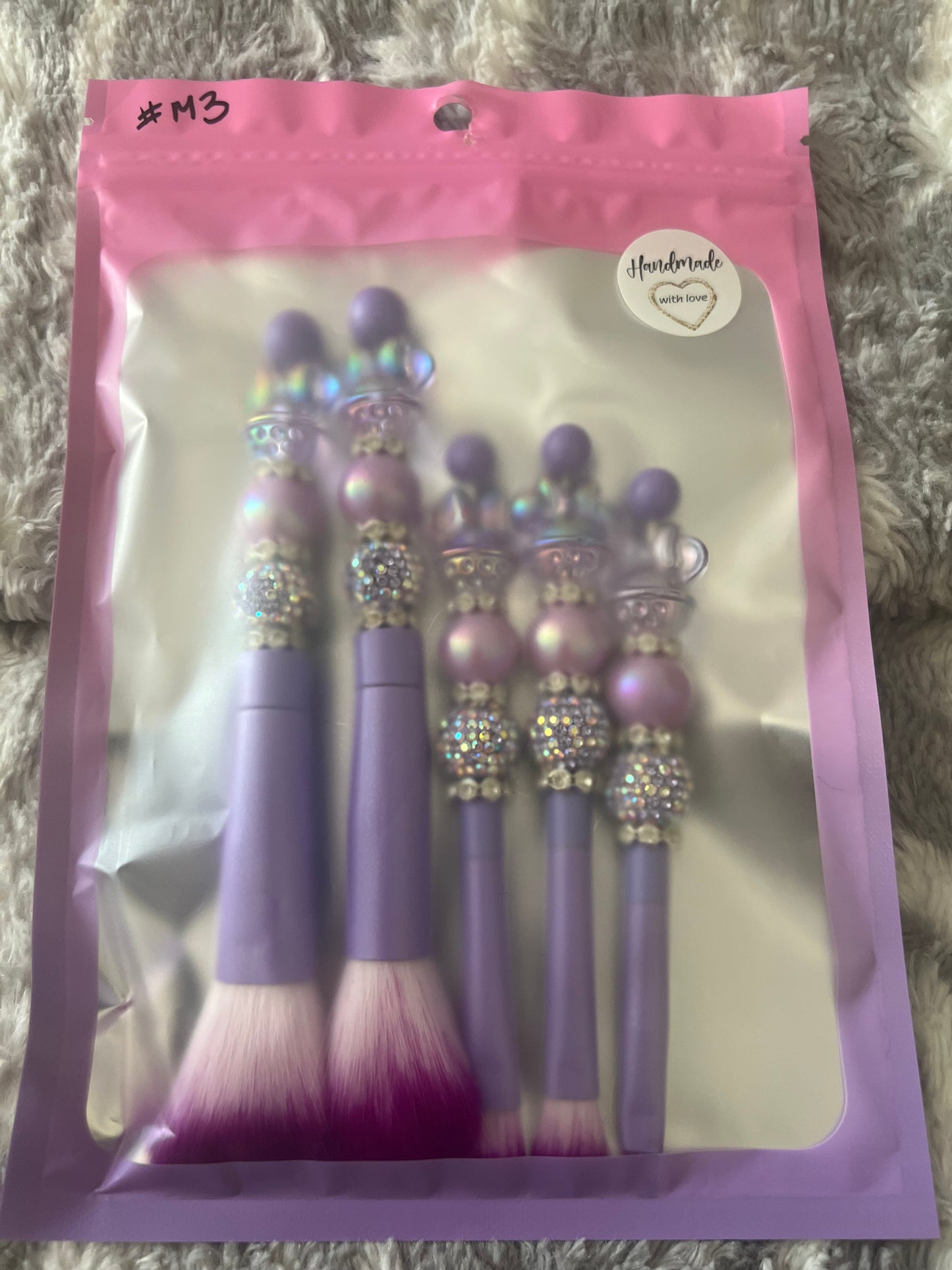 Juego de brochas de maquillaje con cabezas de Minnie en color morado