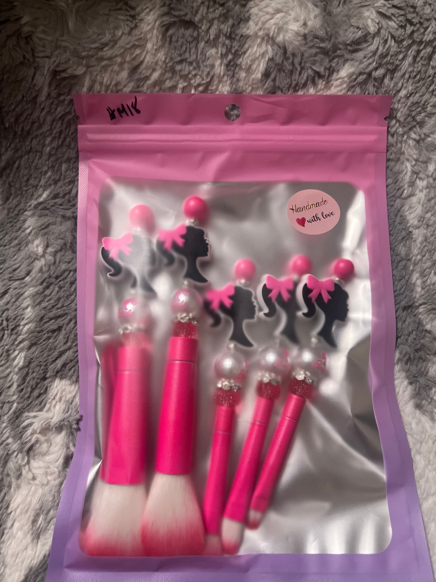 Rose Pink Barbie Makeup Brush Set