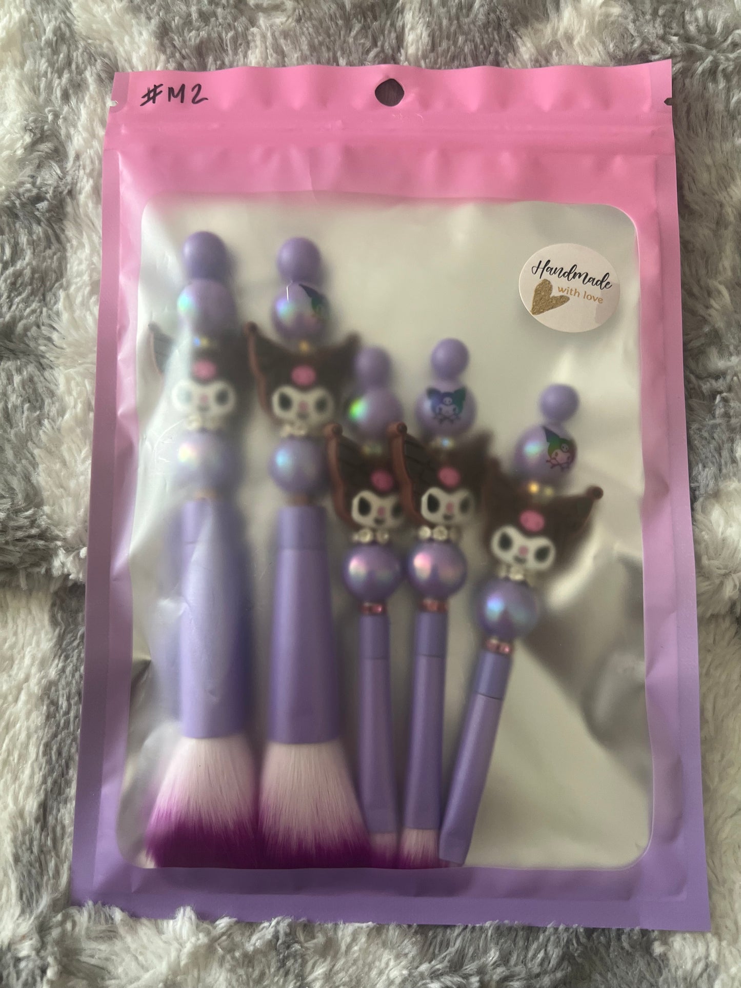 Juego de brochas de maquillaje de color morado Kuromi