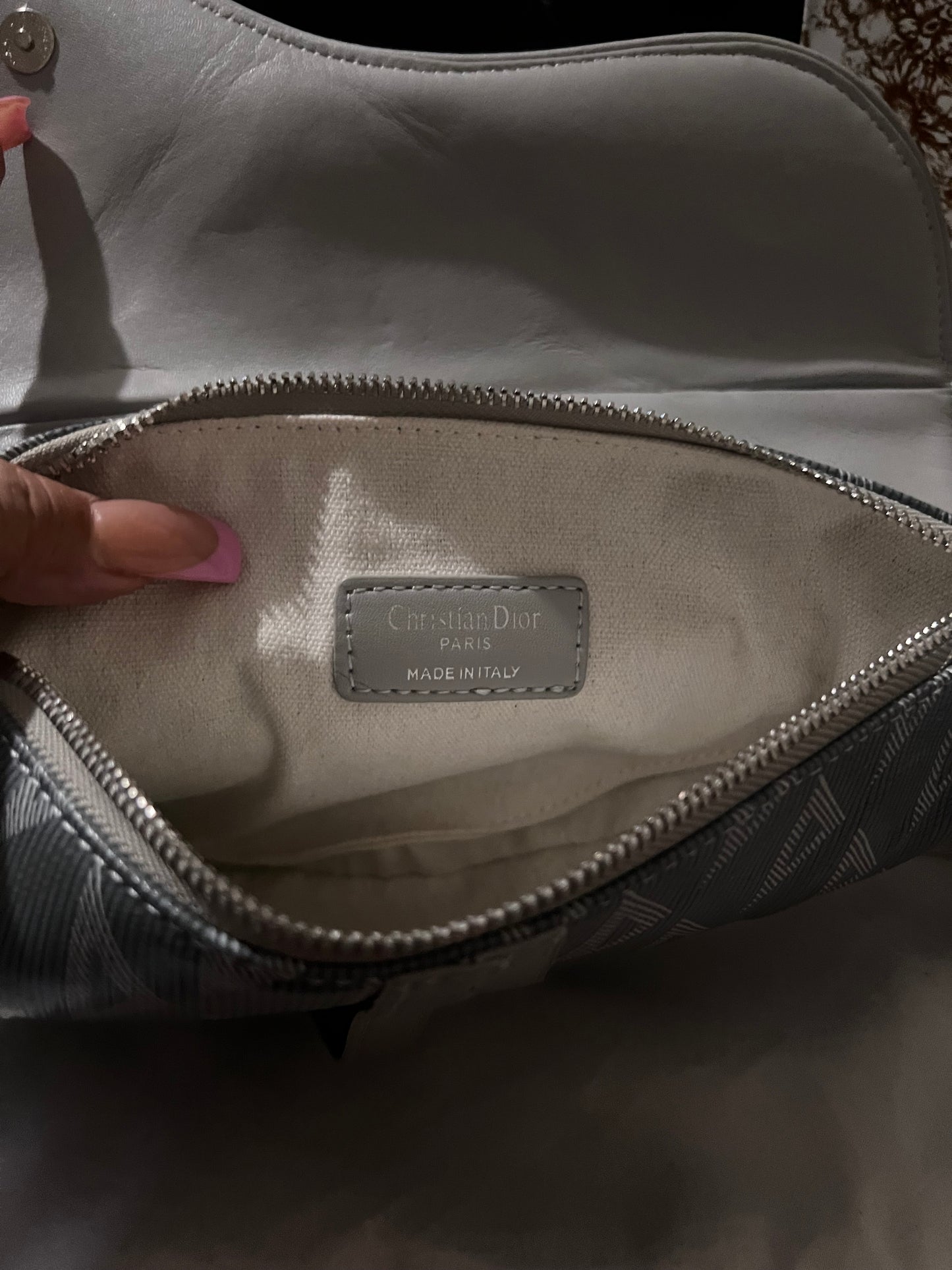 Dora Dior Gray Leather inspired Saddle bag