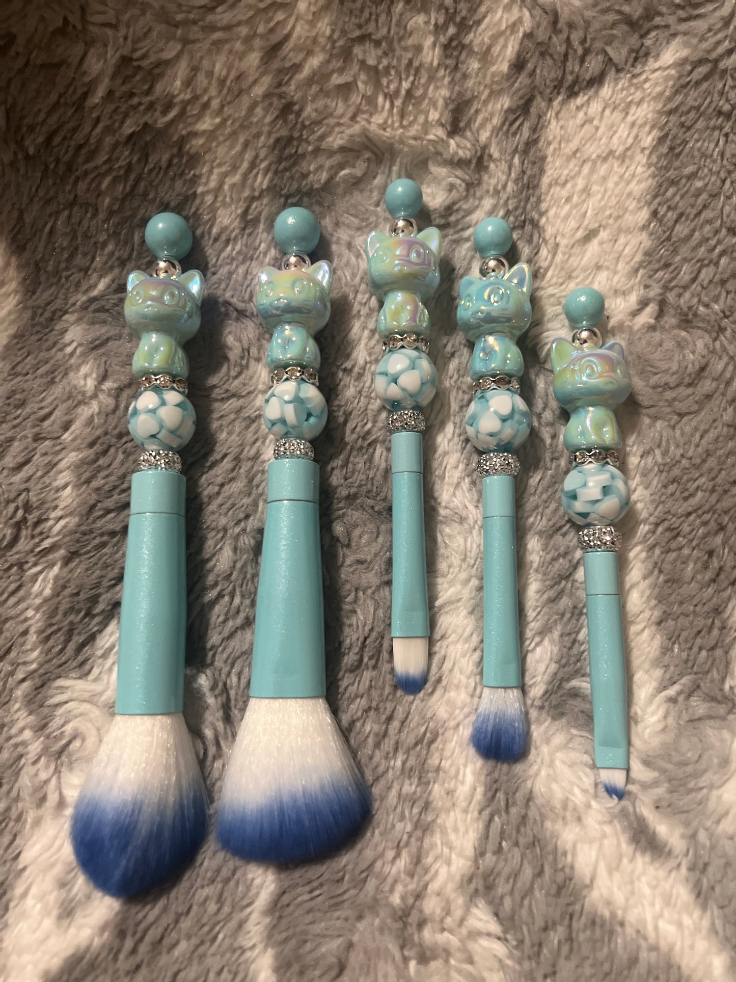 Blue Kitty Makeup Brush Set