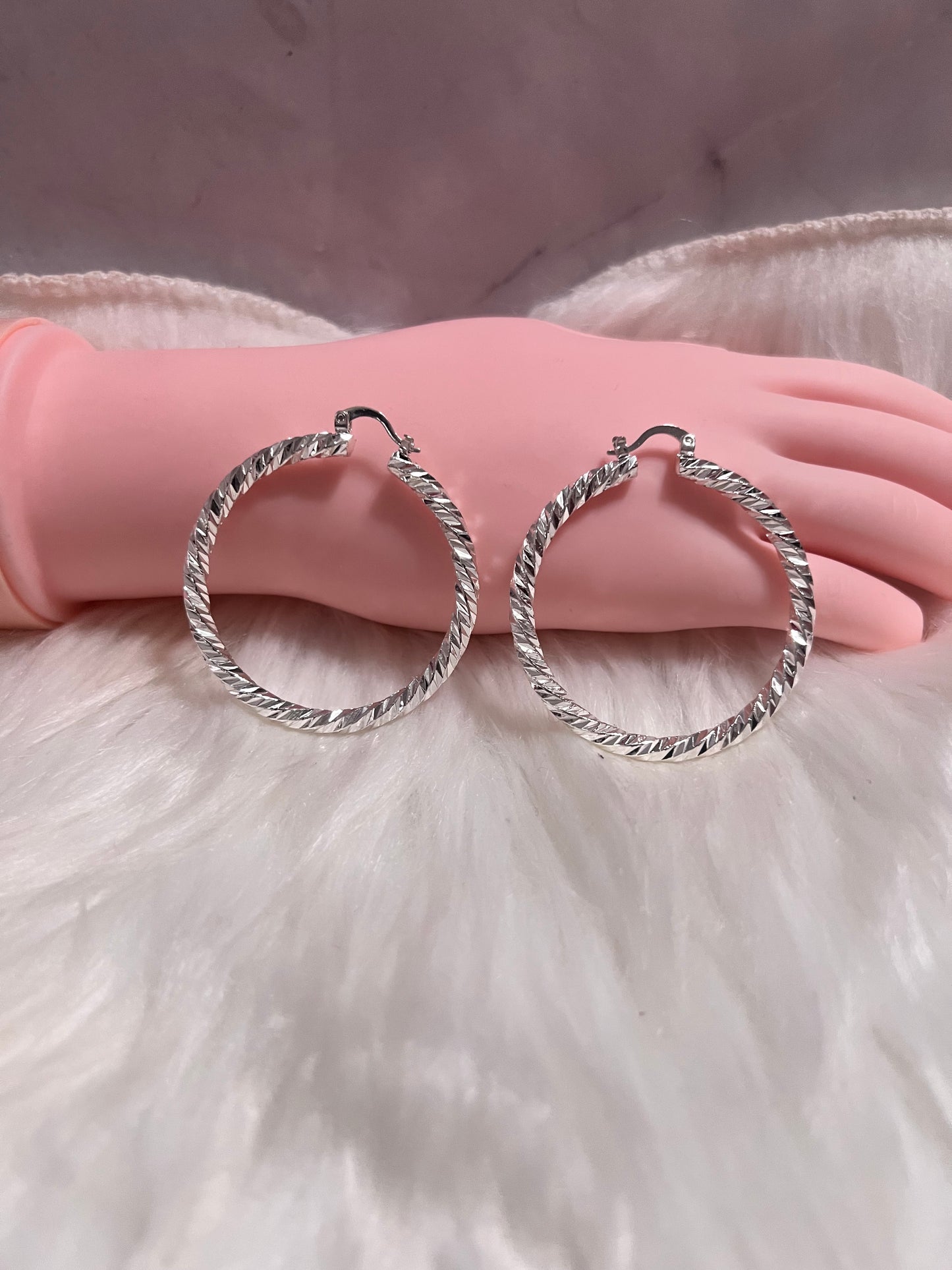 Silver Twisted Hoop Earrings