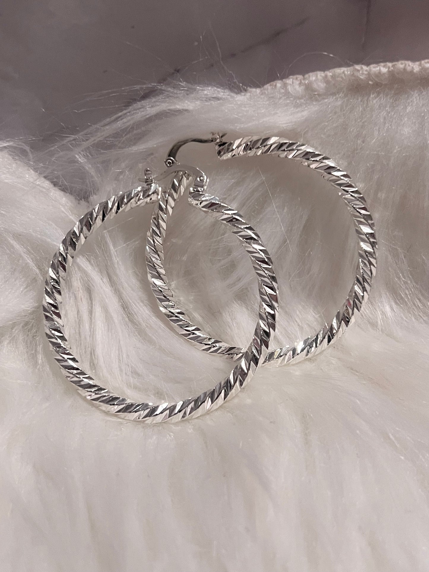 Silver Twisted Hoop Earrings