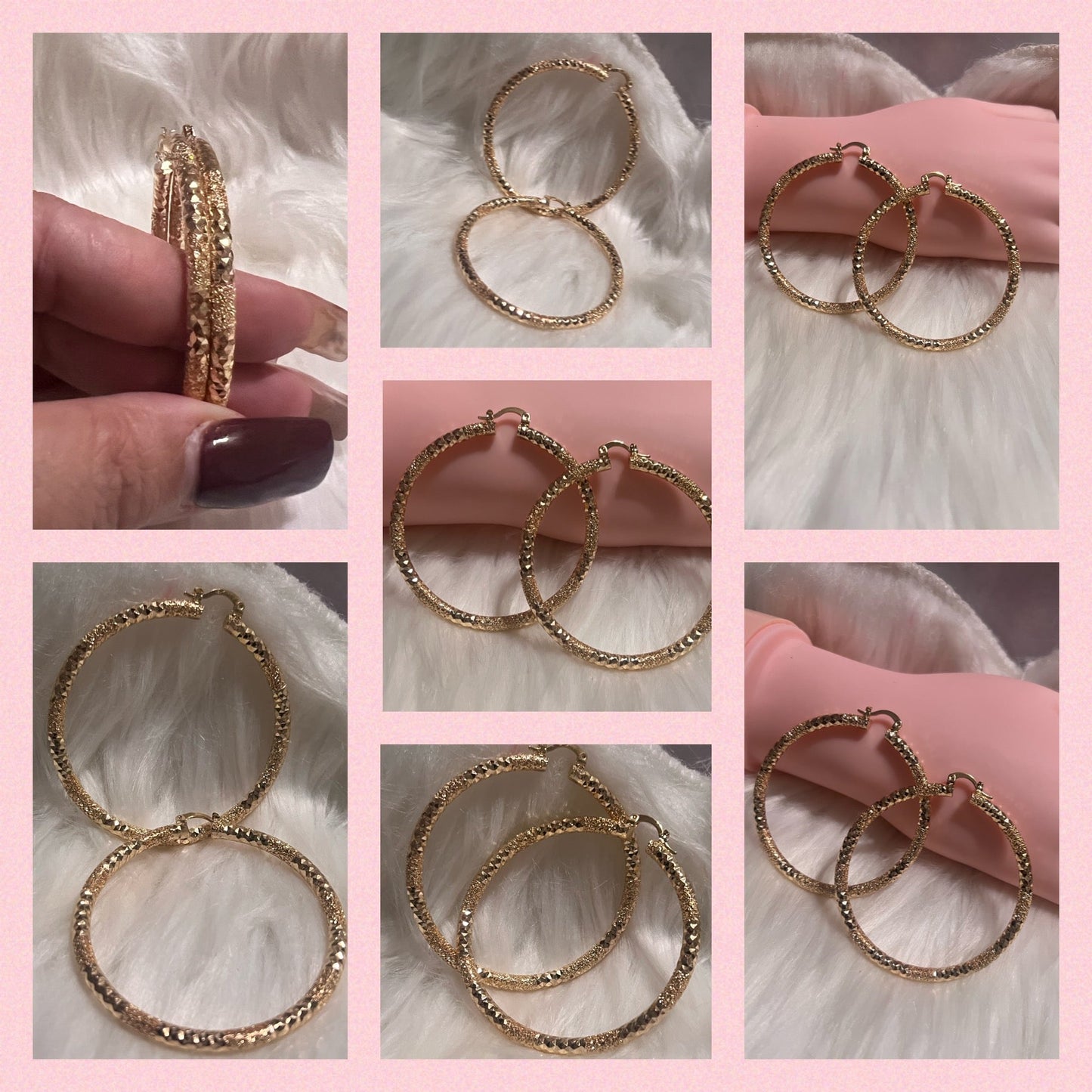 2” Crushed & Diamond Cut Gold Hoops - MOO Jewelry n Accessories Boutique