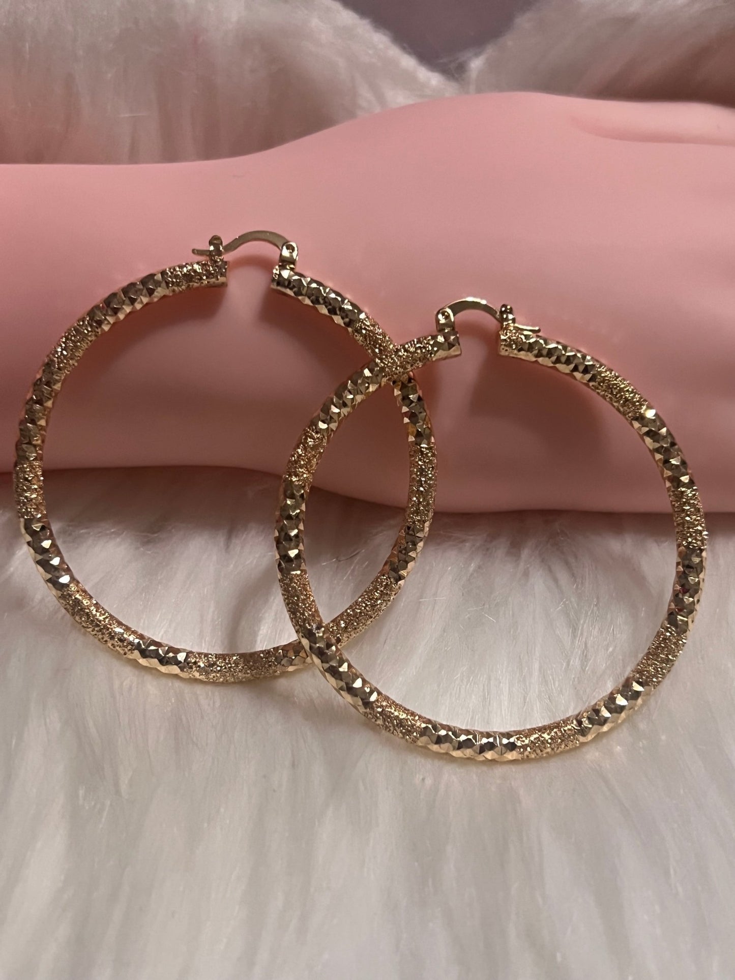 2” Crushed & Diamond Cut Gold Hoops - MOO Jewelry n Accessories Boutique