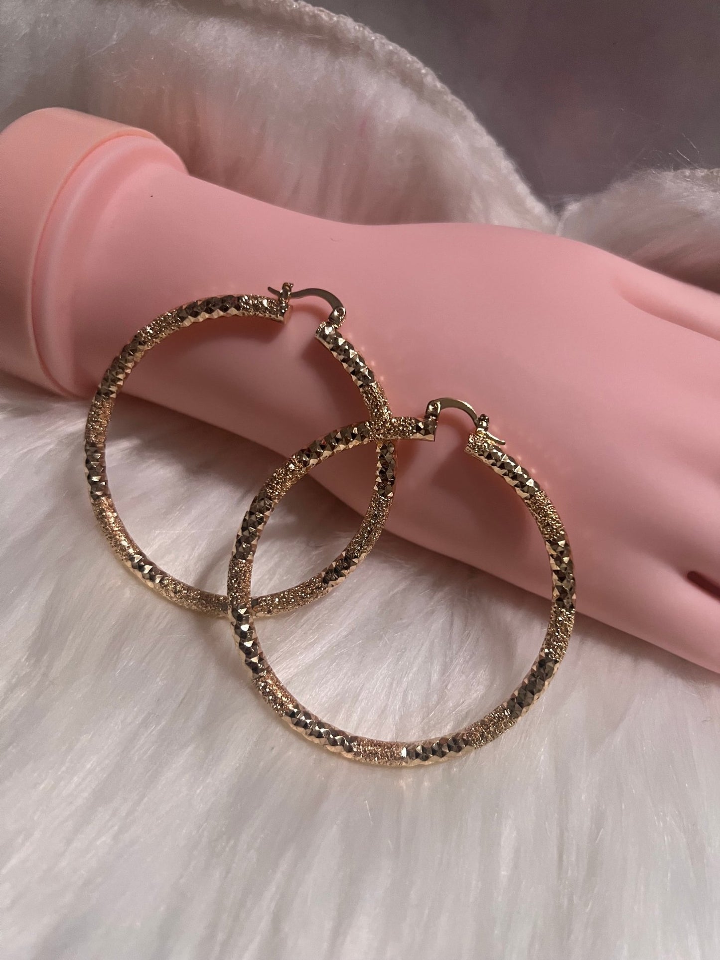 2” Crushed & Diamond Cut Gold Hoops - MOO Jewelry n Accessories Boutique