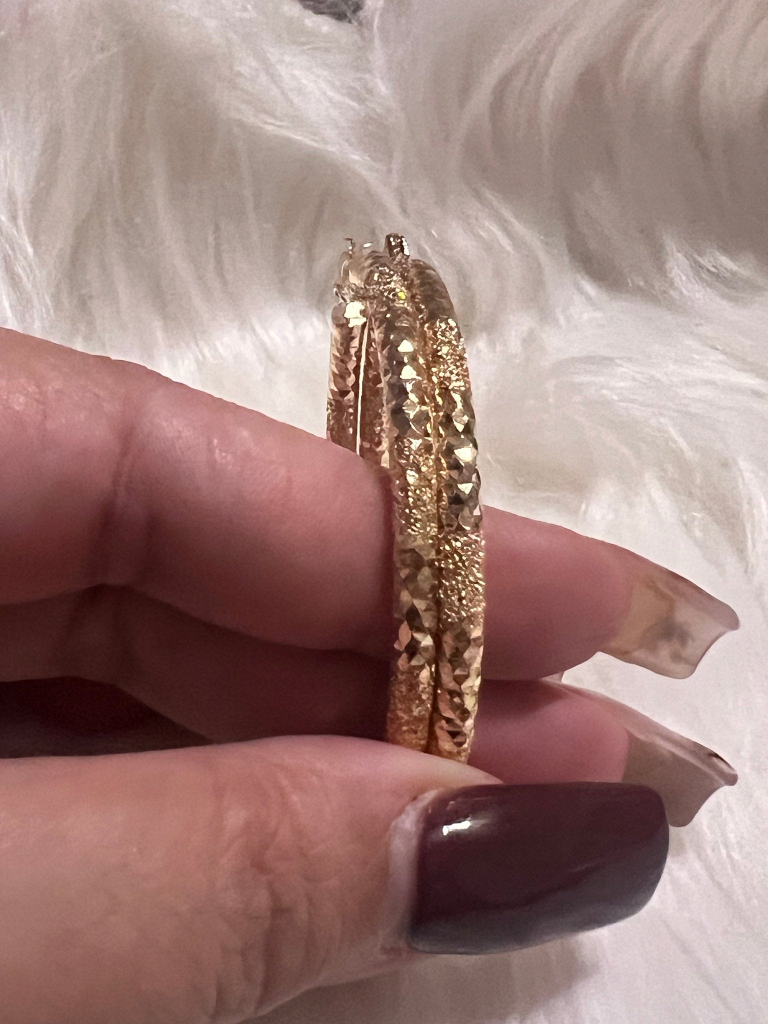 2” Crushed & Diamond Cut Gold Hoops - MOO Jewelry n Accessories Boutique