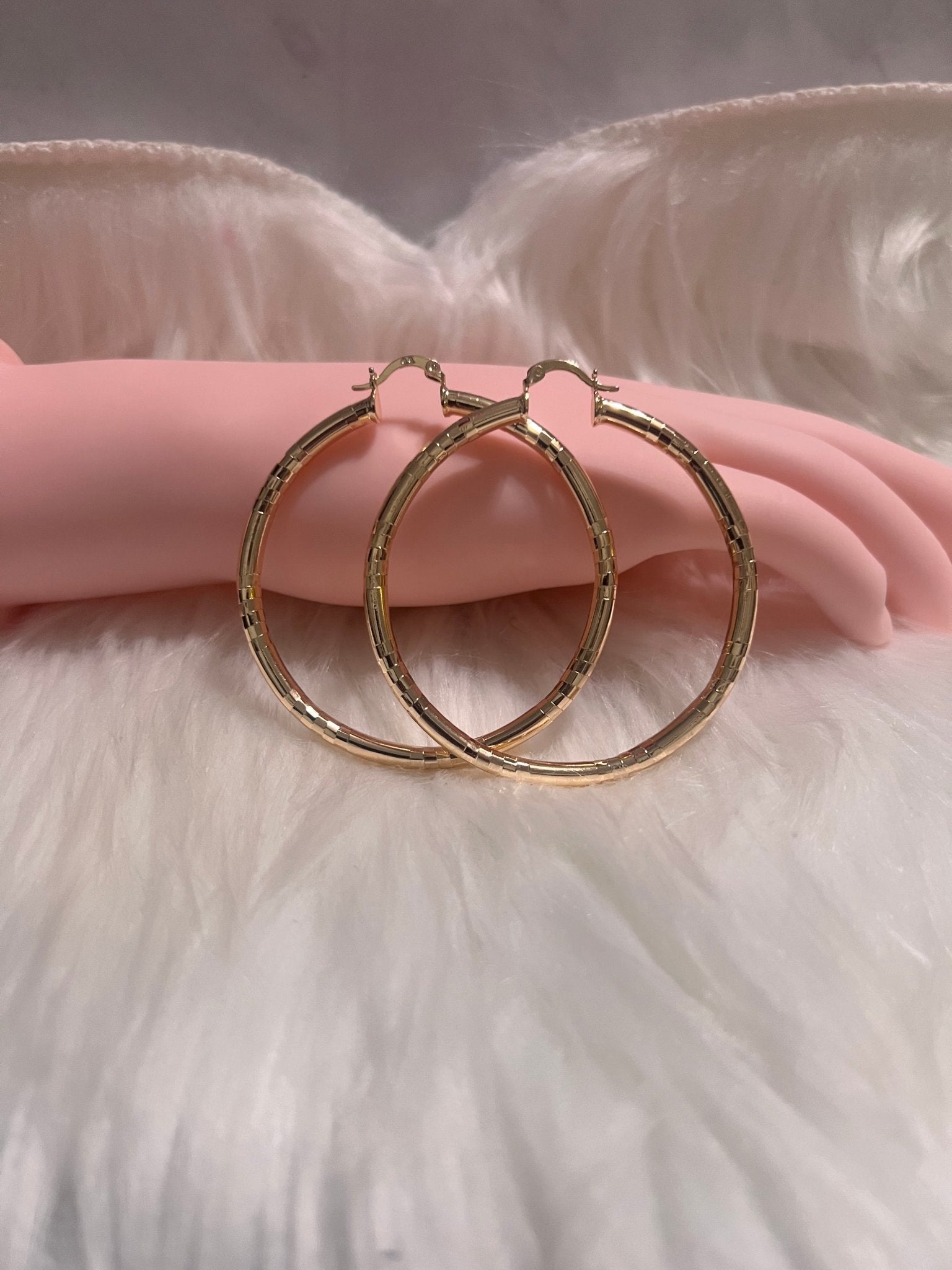 2” Smooth Cube Cut Gold Hoops - MOO Jewelry n Accessories Boutique