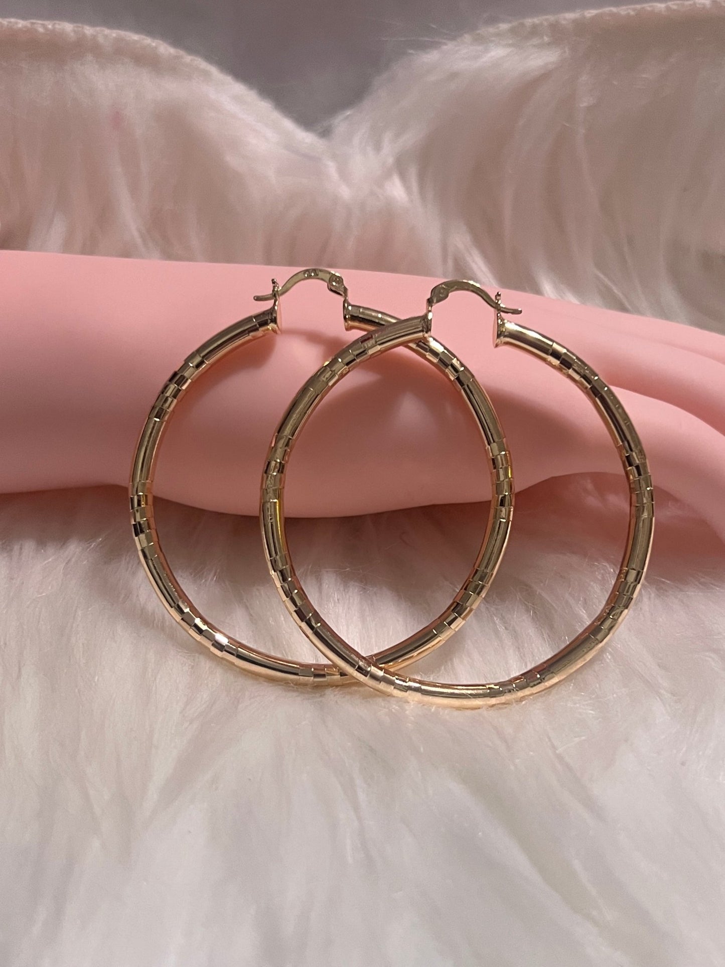 2” Smooth Cube Cut Gold Hoops - MOO Jewelry n Accessories Boutique