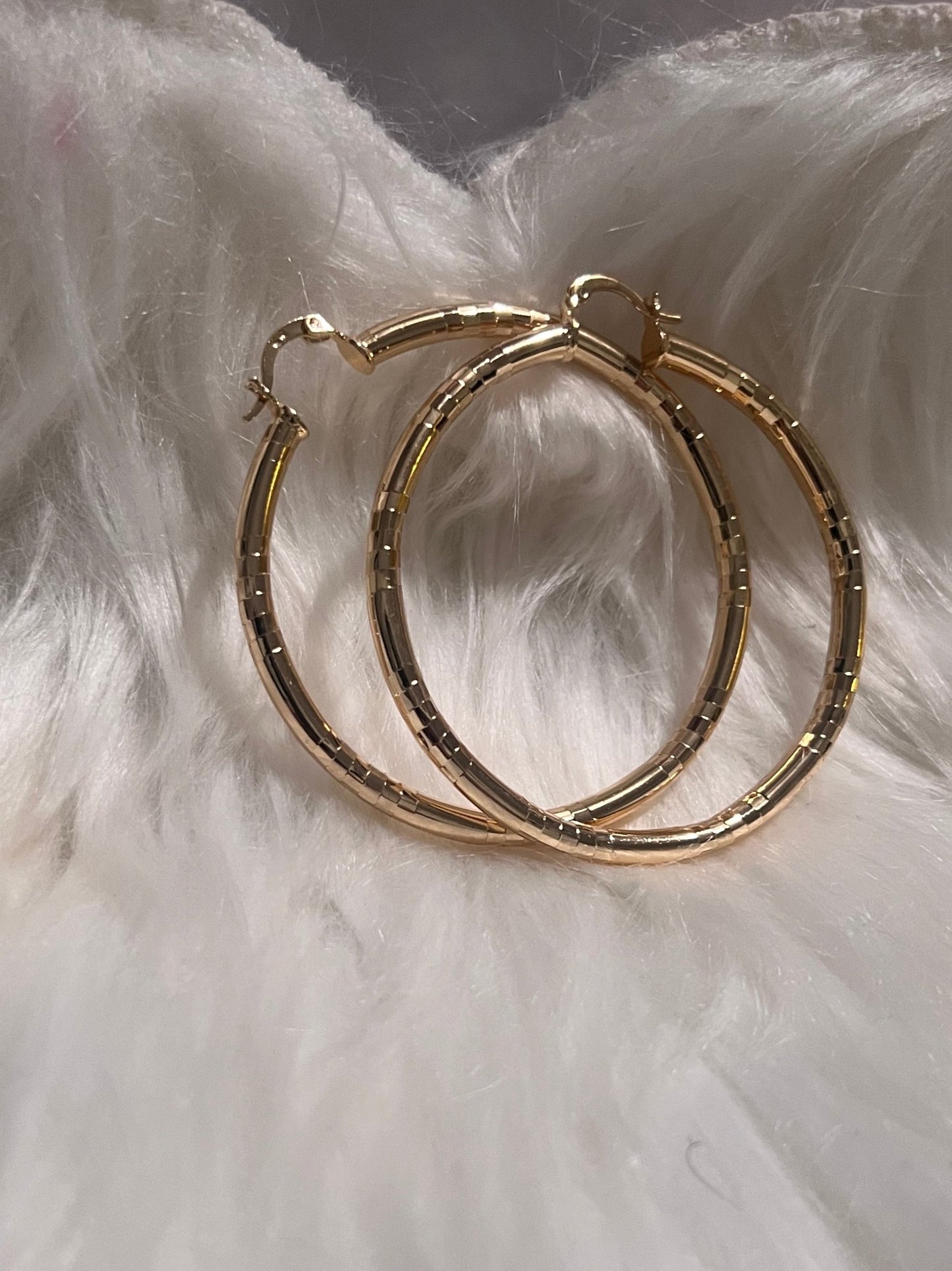 2” Smooth Cube Cut Gold Hoops - MOO Jewelry n Accessories Boutique