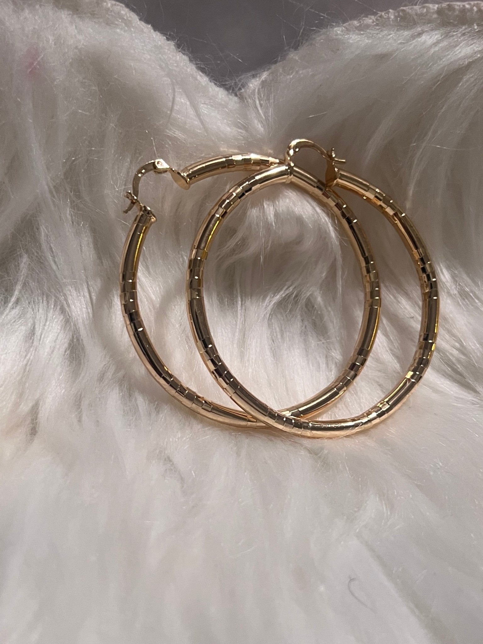 2” Smooth Cube Cut Gold Hoops - MOO Jewelry n Accessories Boutique