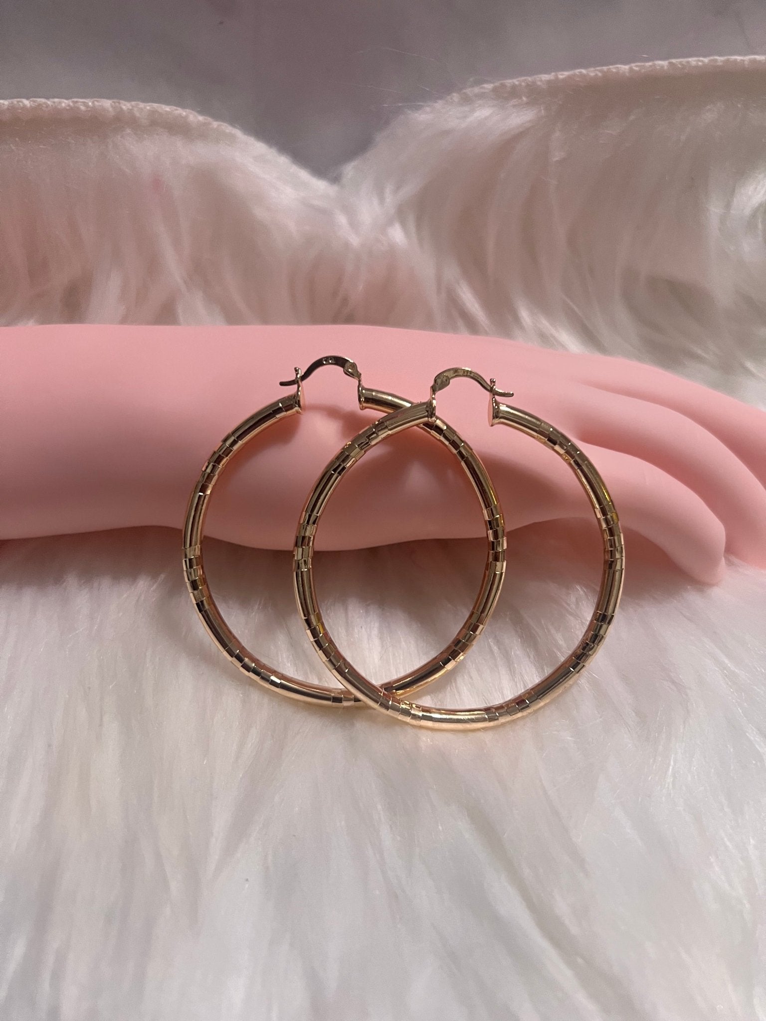 2” Smooth Cube Cut Gold Hoops - MOO Jewelry n Accessories Boutique