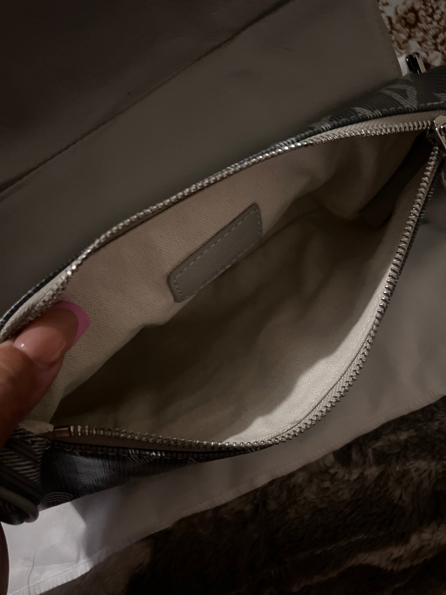 Dora Dior Gray Leather inspired Saddle bag