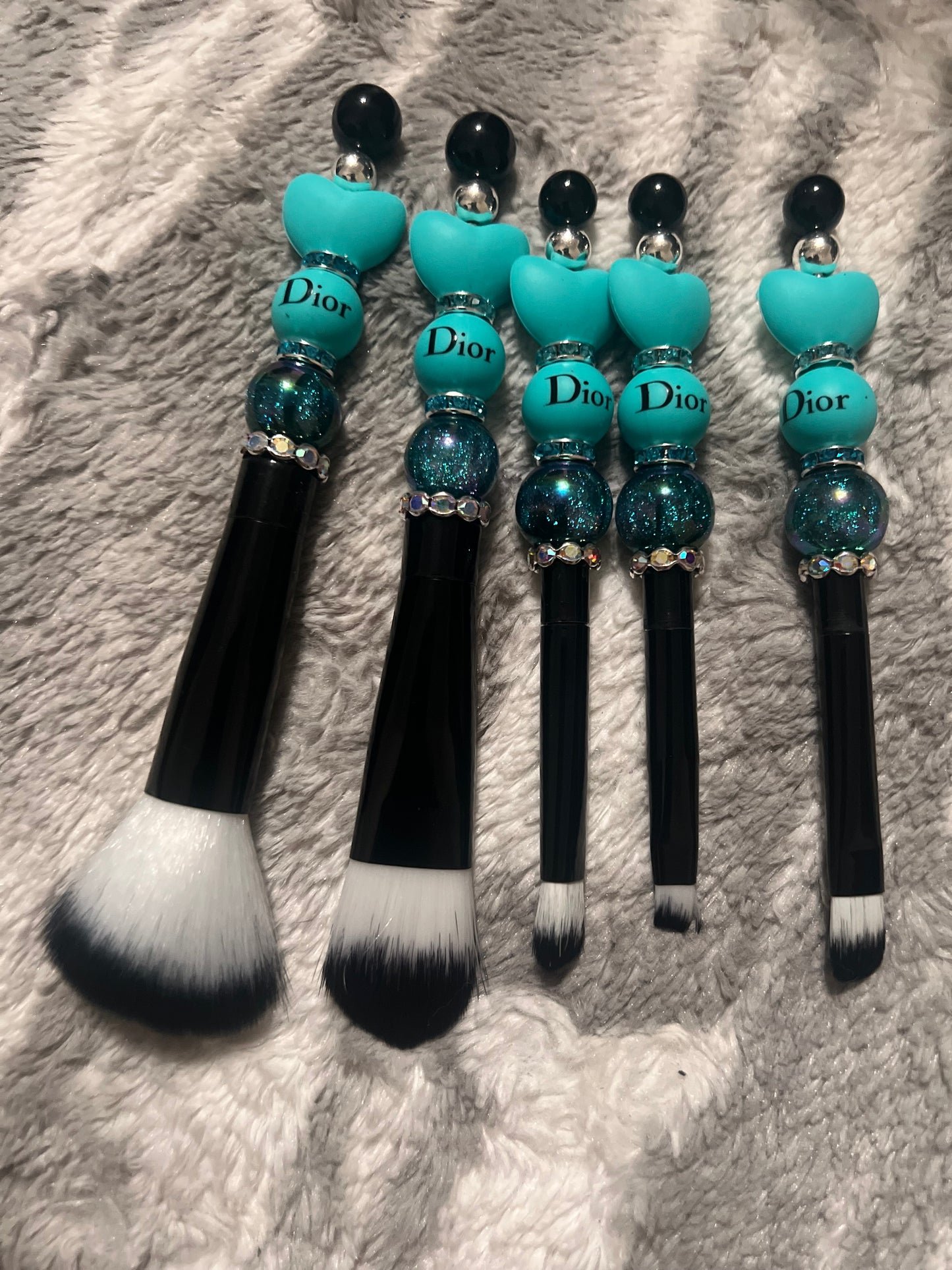 Black/Teal Dior Makeup Brush Set