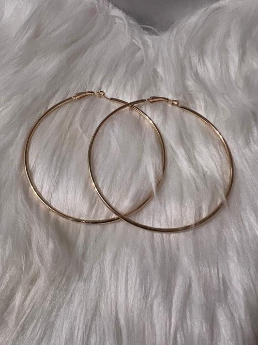 Thin large Gold Hoop Earrings