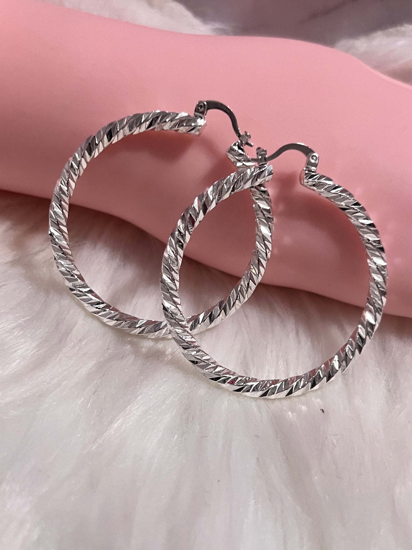 Silver Twisted Hoop Earrings