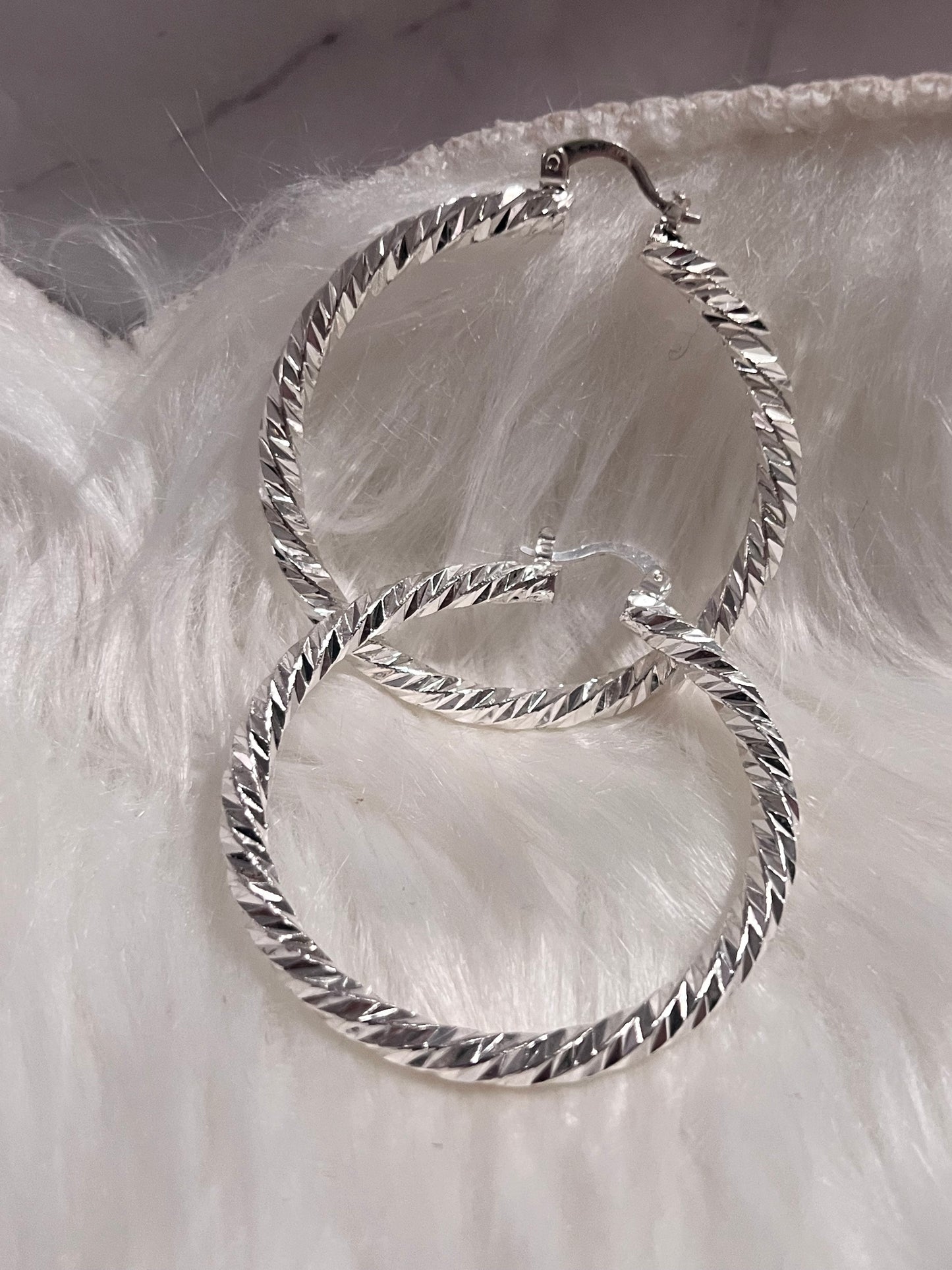 Silver Twisted Hoop Earrings