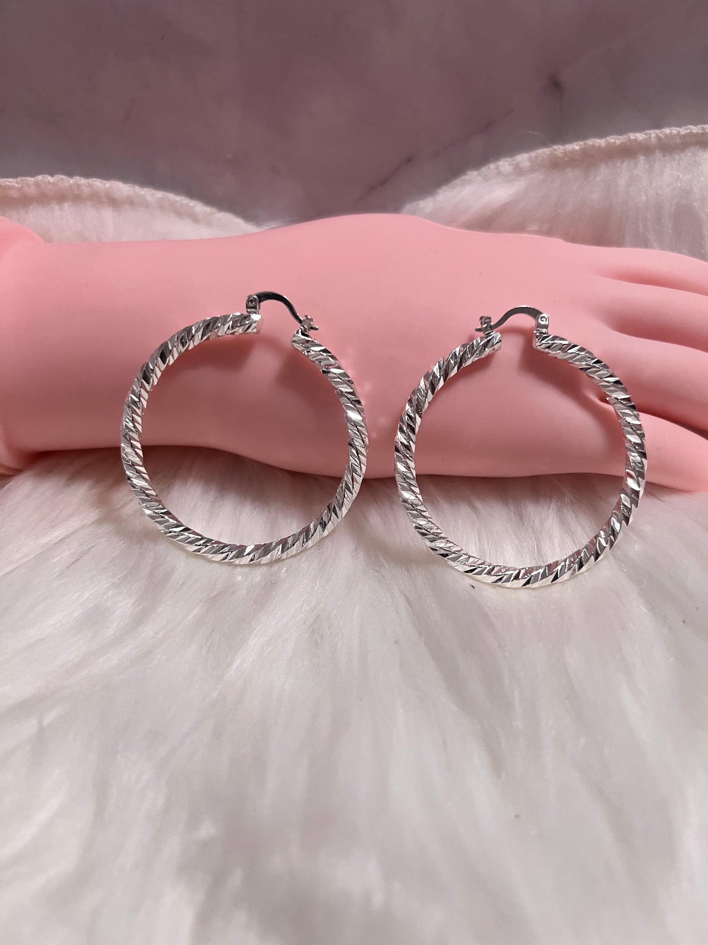 Silver Twisted Hoop Earrings