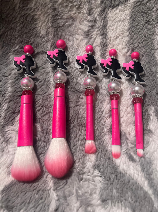 Juego de brochas de maquillaje Barbie de color rosa