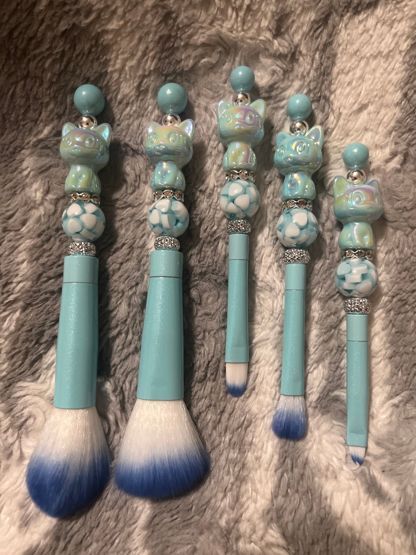 Blue Kitty Makeup Brush Set