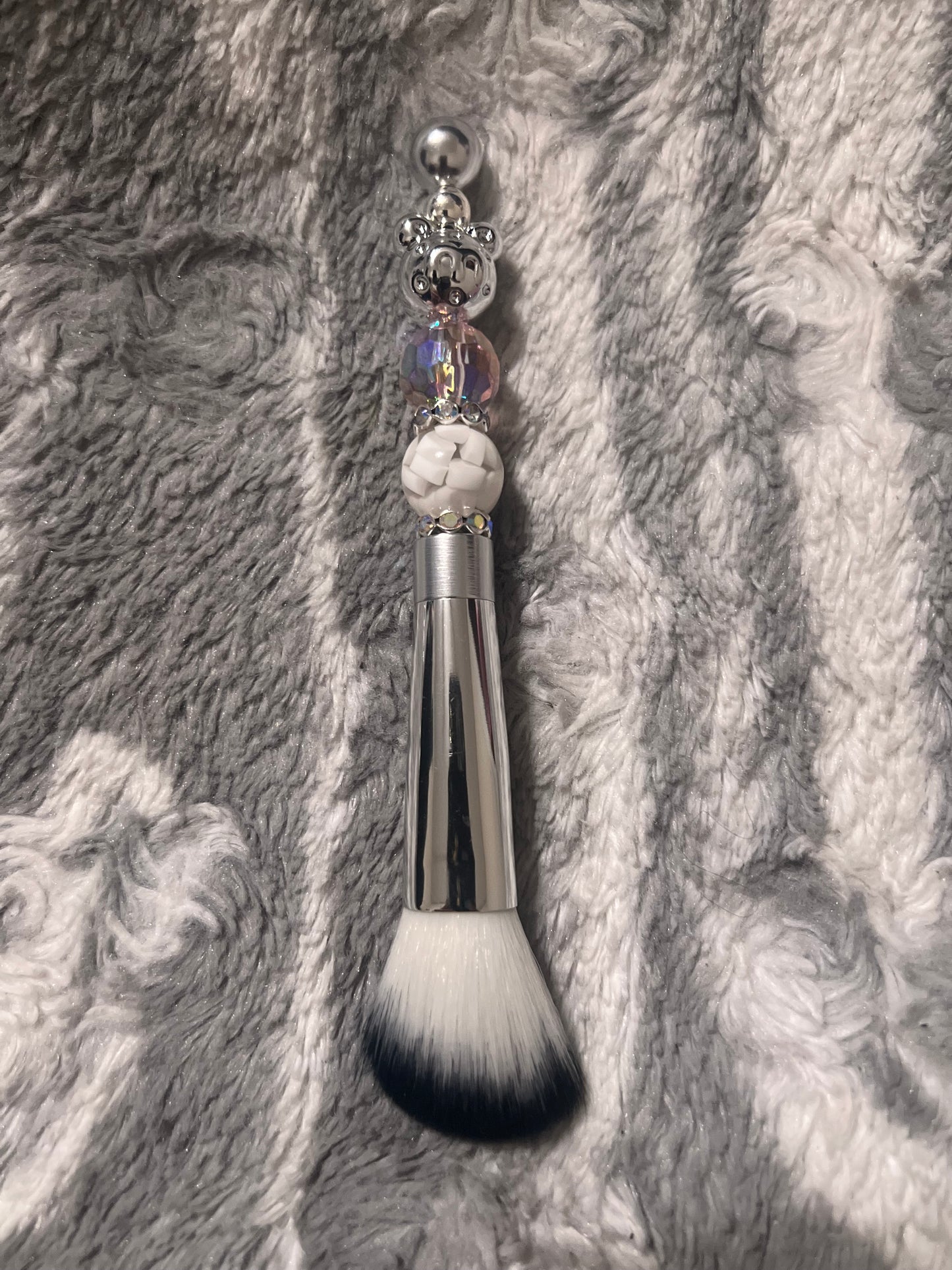 Silver M Bear Head Makeup Brush Set