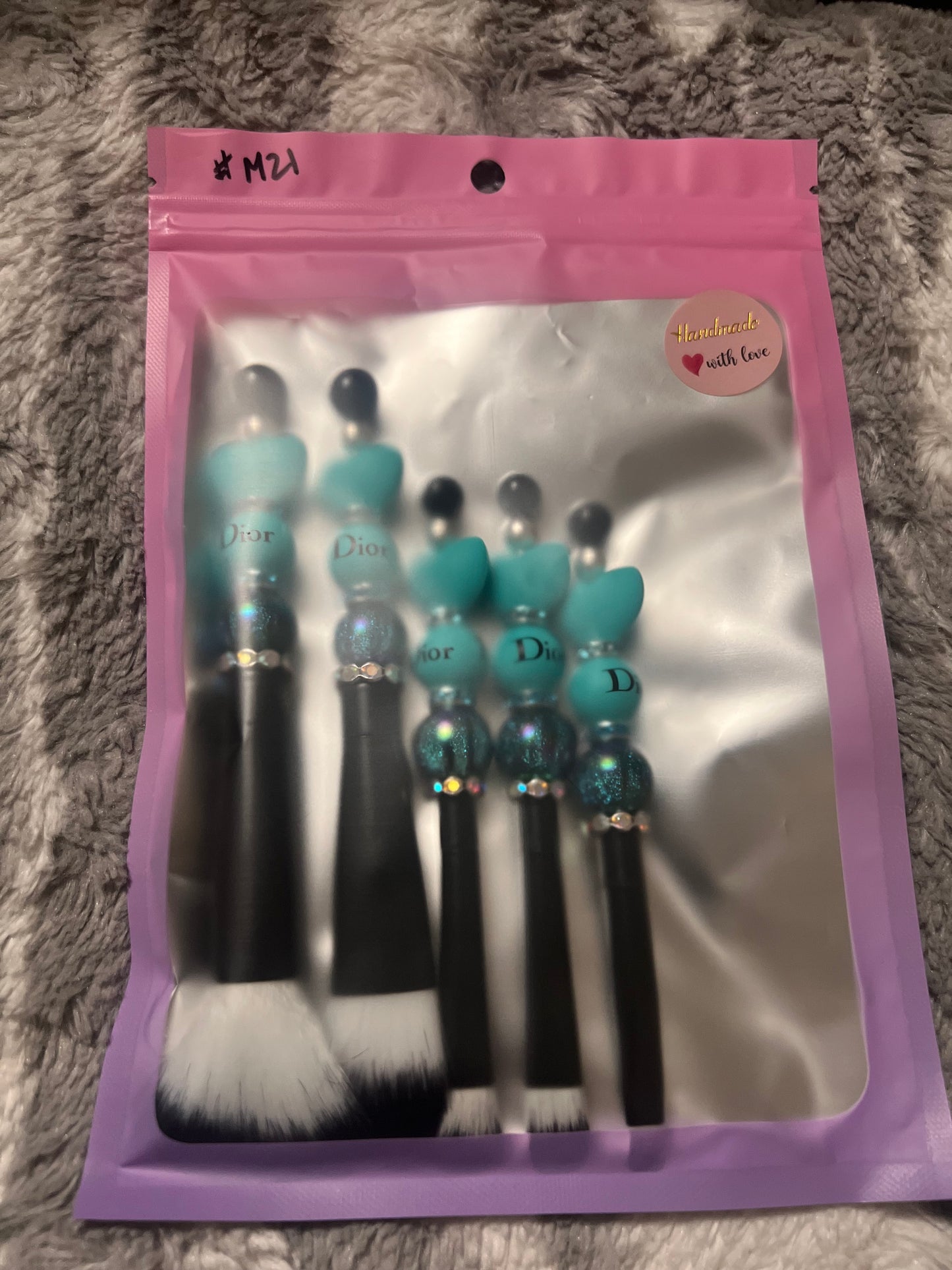 Black/Teal Dior Makeup Brush Set