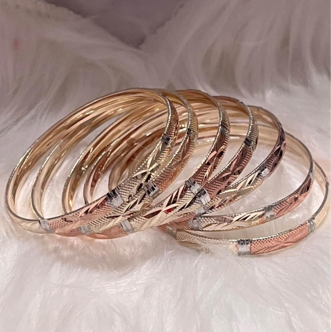 Size 4A Kids Trio Gold Bangles