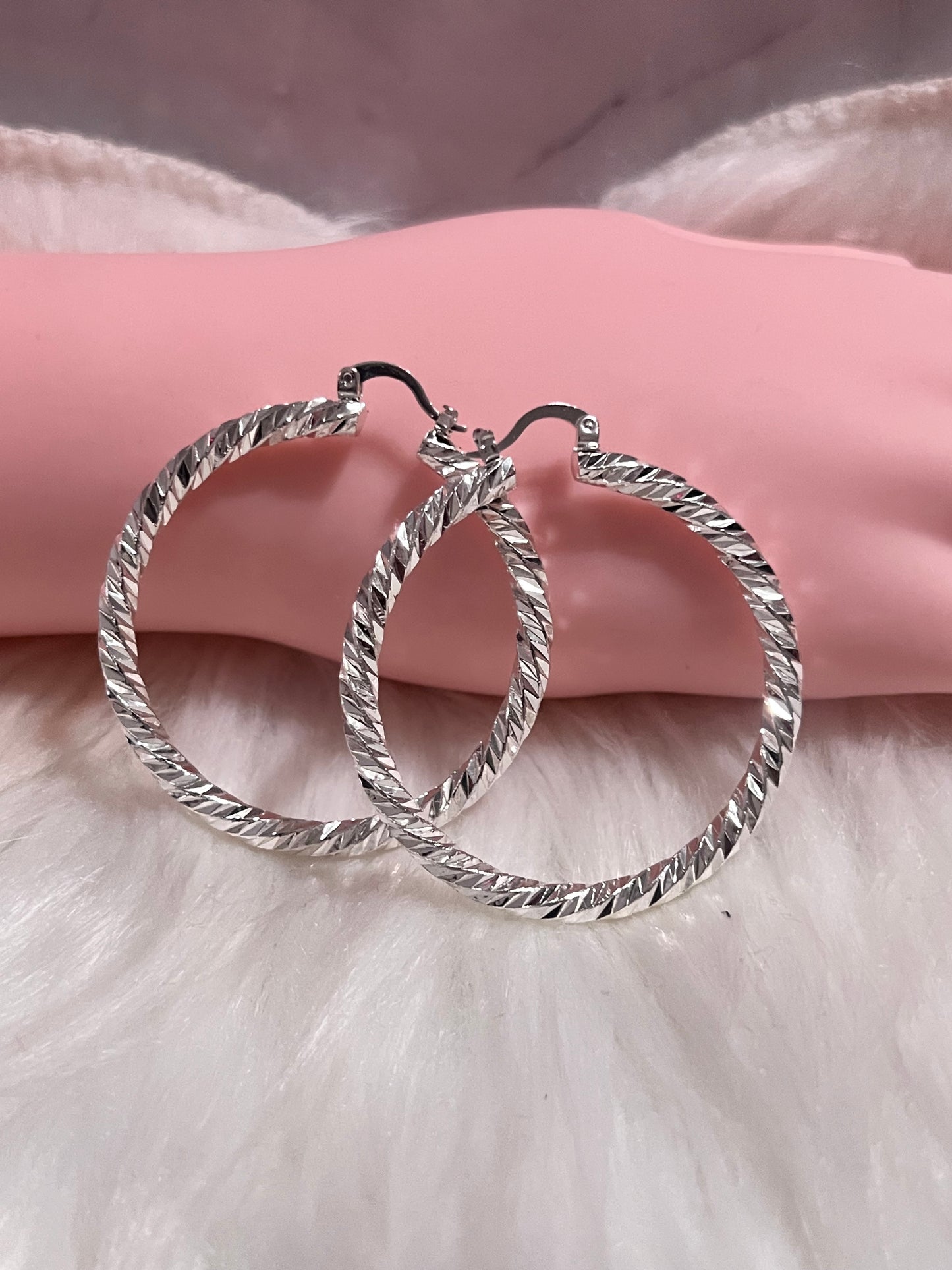 Silver Twisted Hoop Earrings