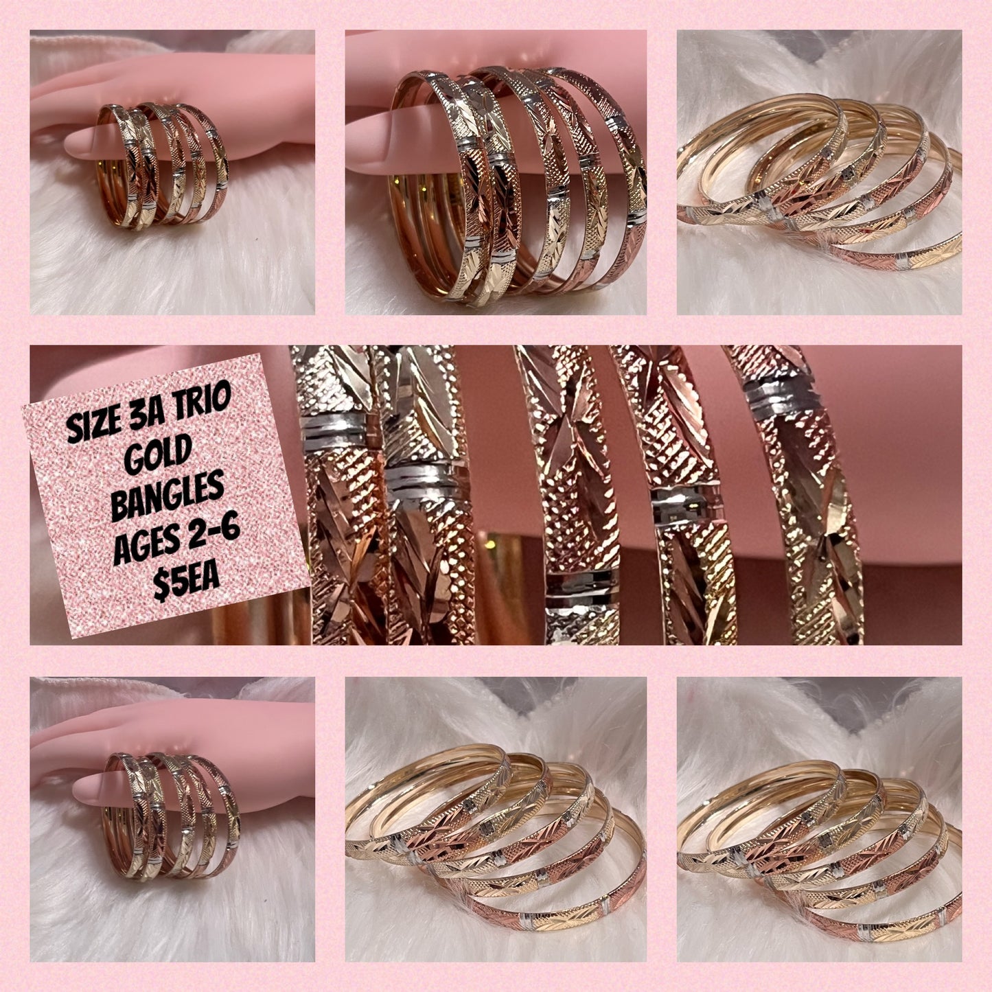 Kids Trio Gold Bangles