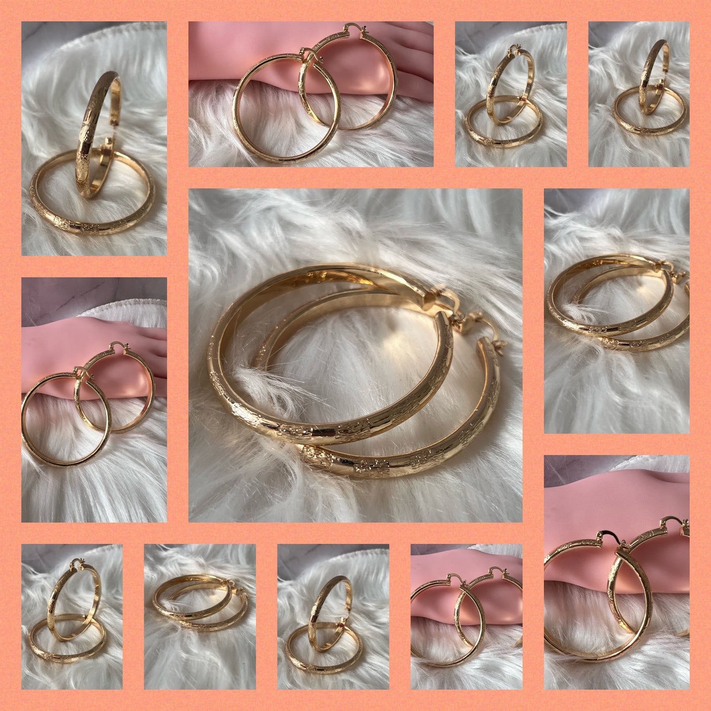 Gold Patched Hoop Earrings