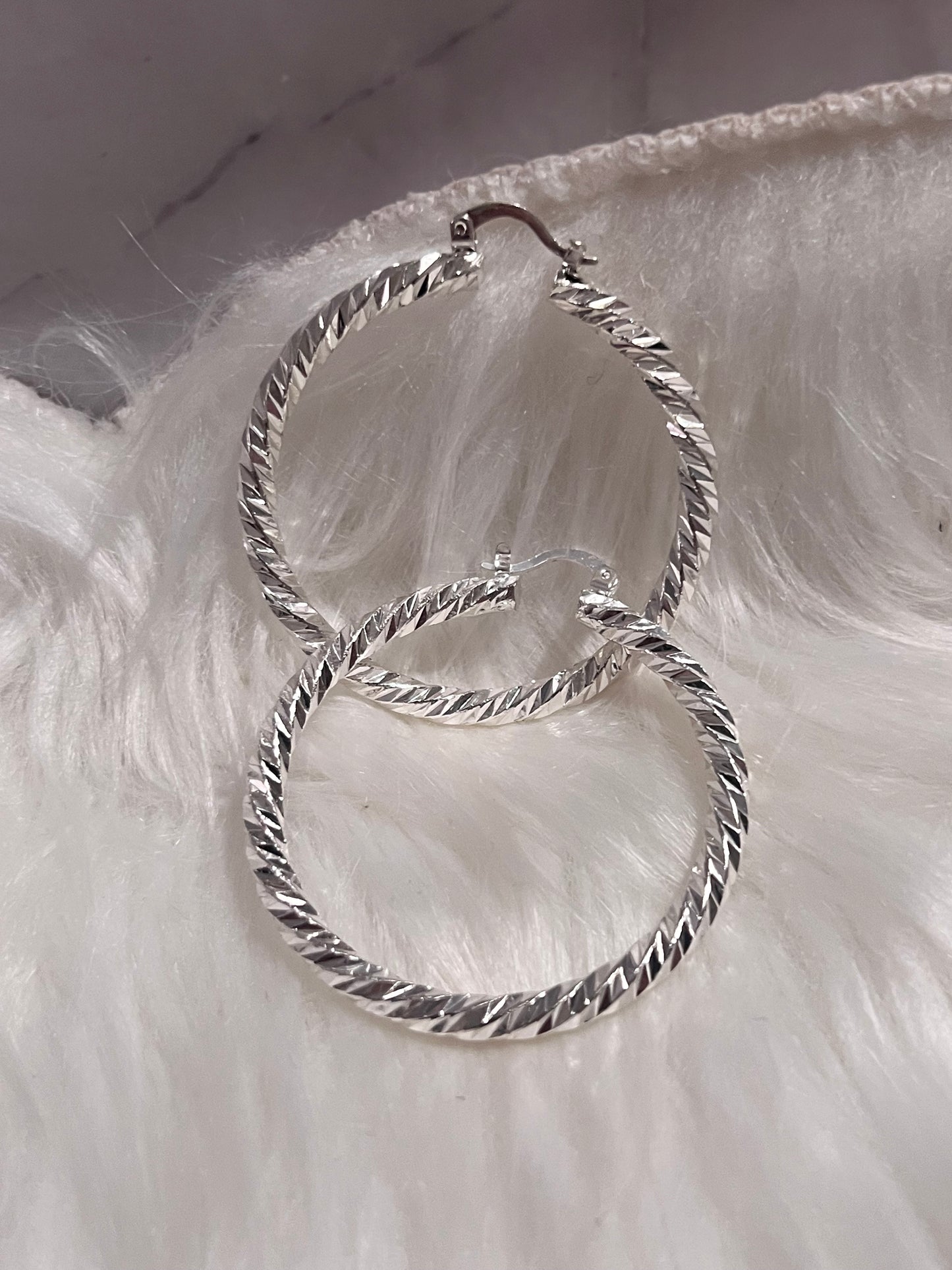 Silver Twisted Hoop Earrings