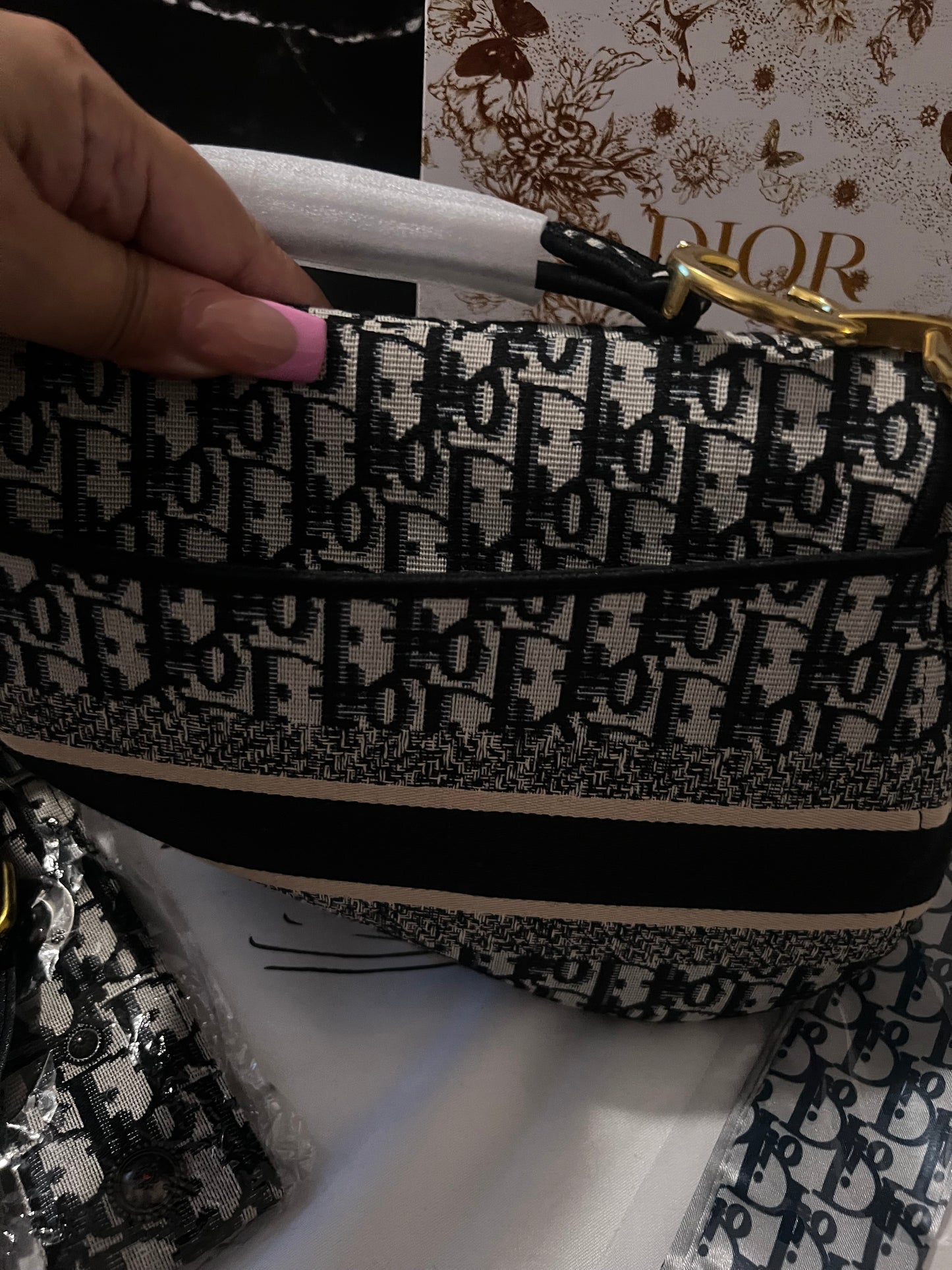 Dora Dior Pattern Inspired Saddle Bag