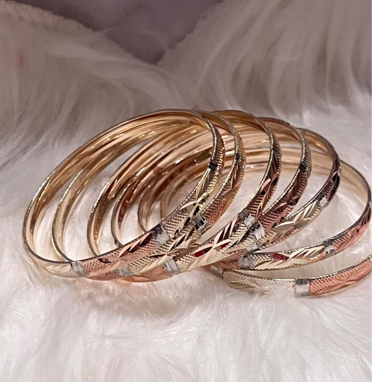 Size 4A Kids Trio Gold Bangles