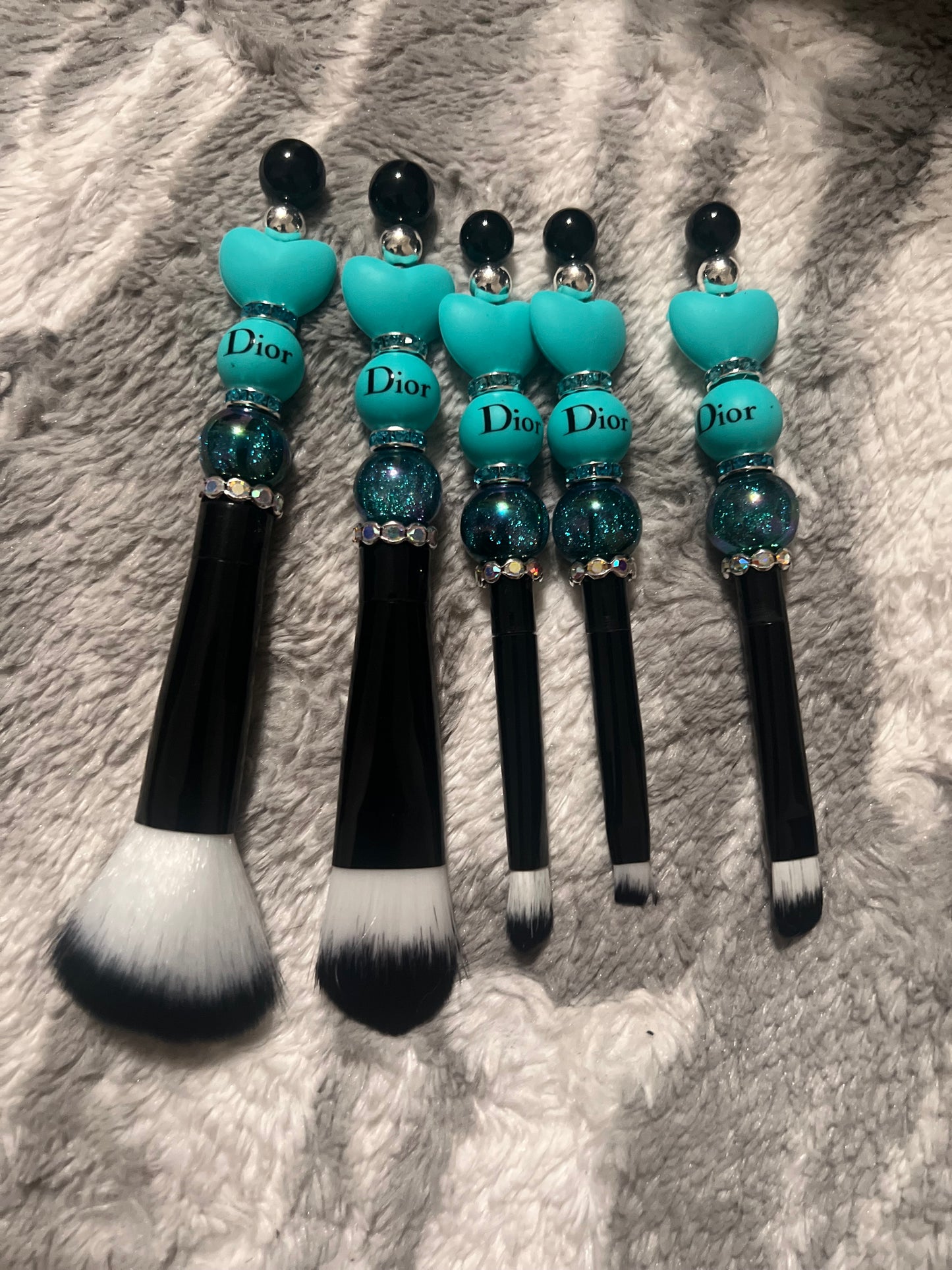 Black/Teal Dior Makeup Brush Set