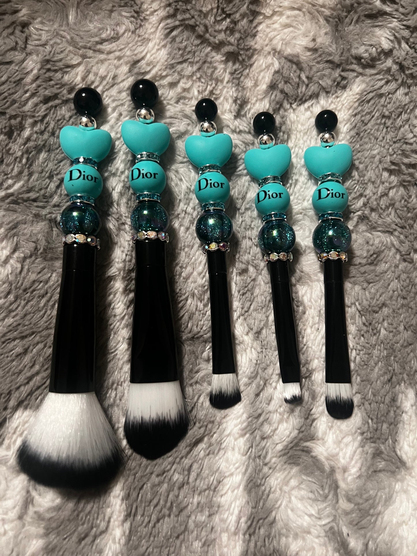 Black/Teal Dior Makeup Brush Set