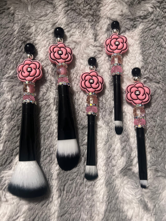 Pink/Black CC Flower 🌸 Makeup Brush Set