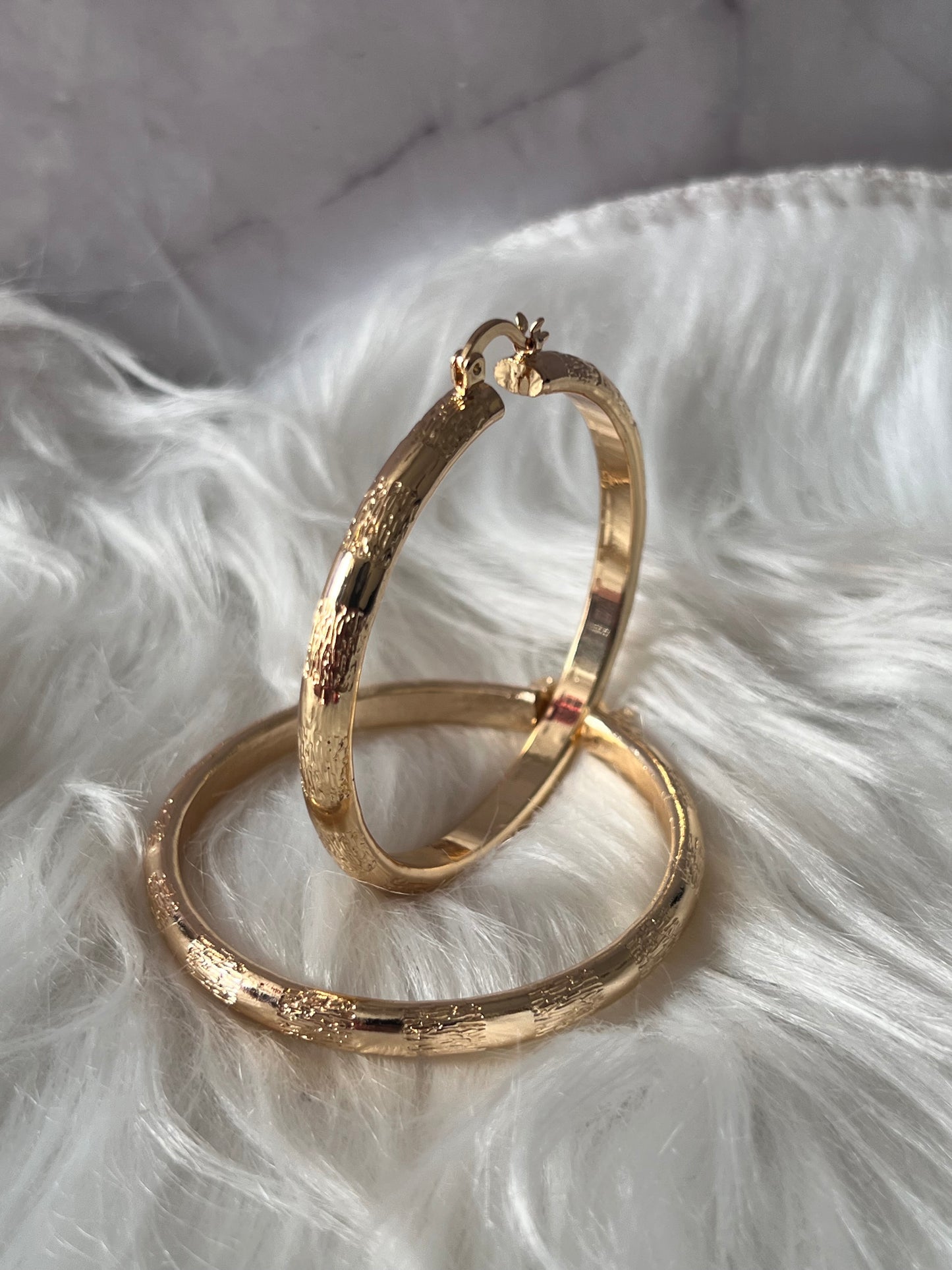 Gold Patched Hoop Earrings