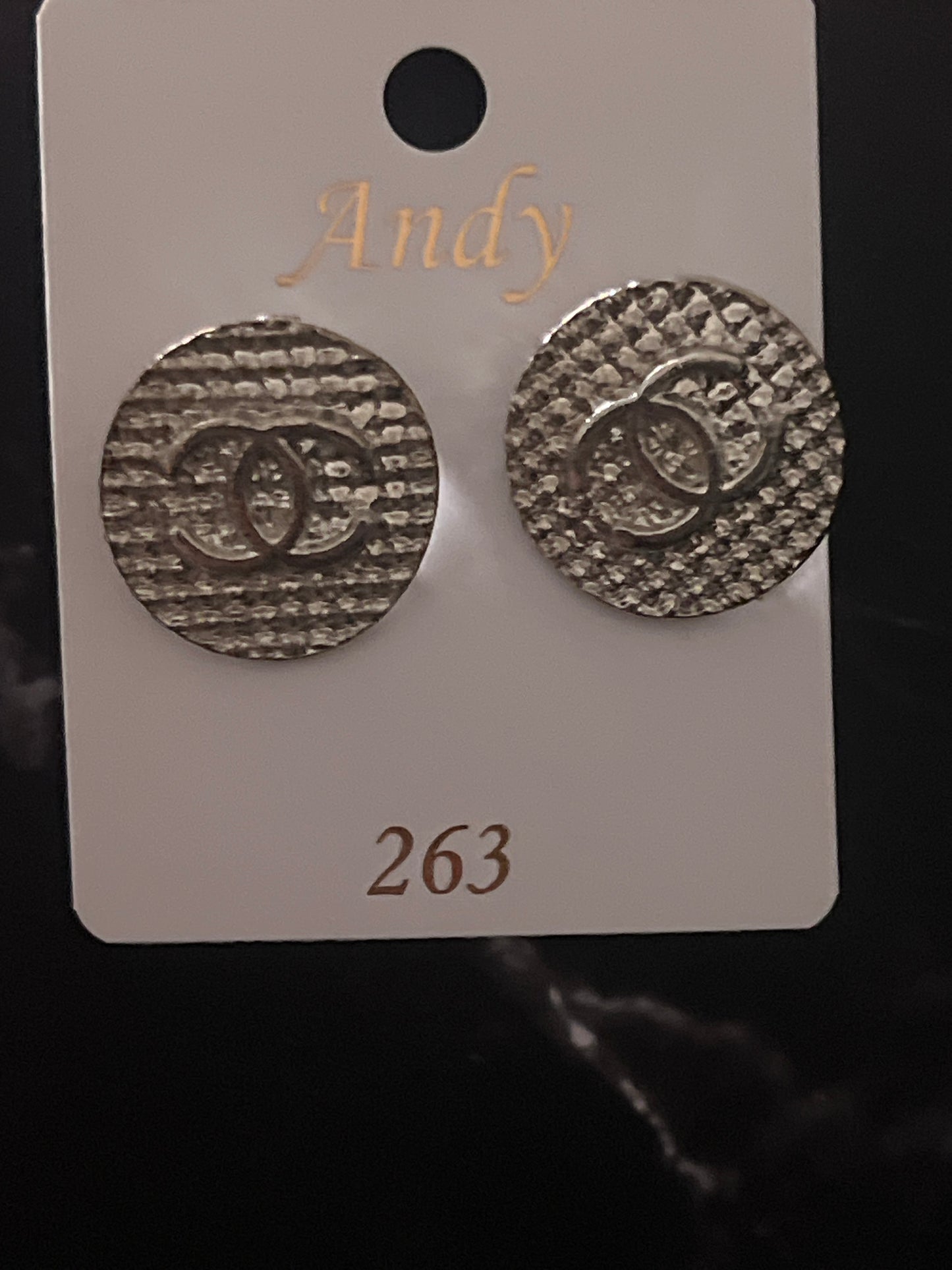 Silver Coin CC Earrings